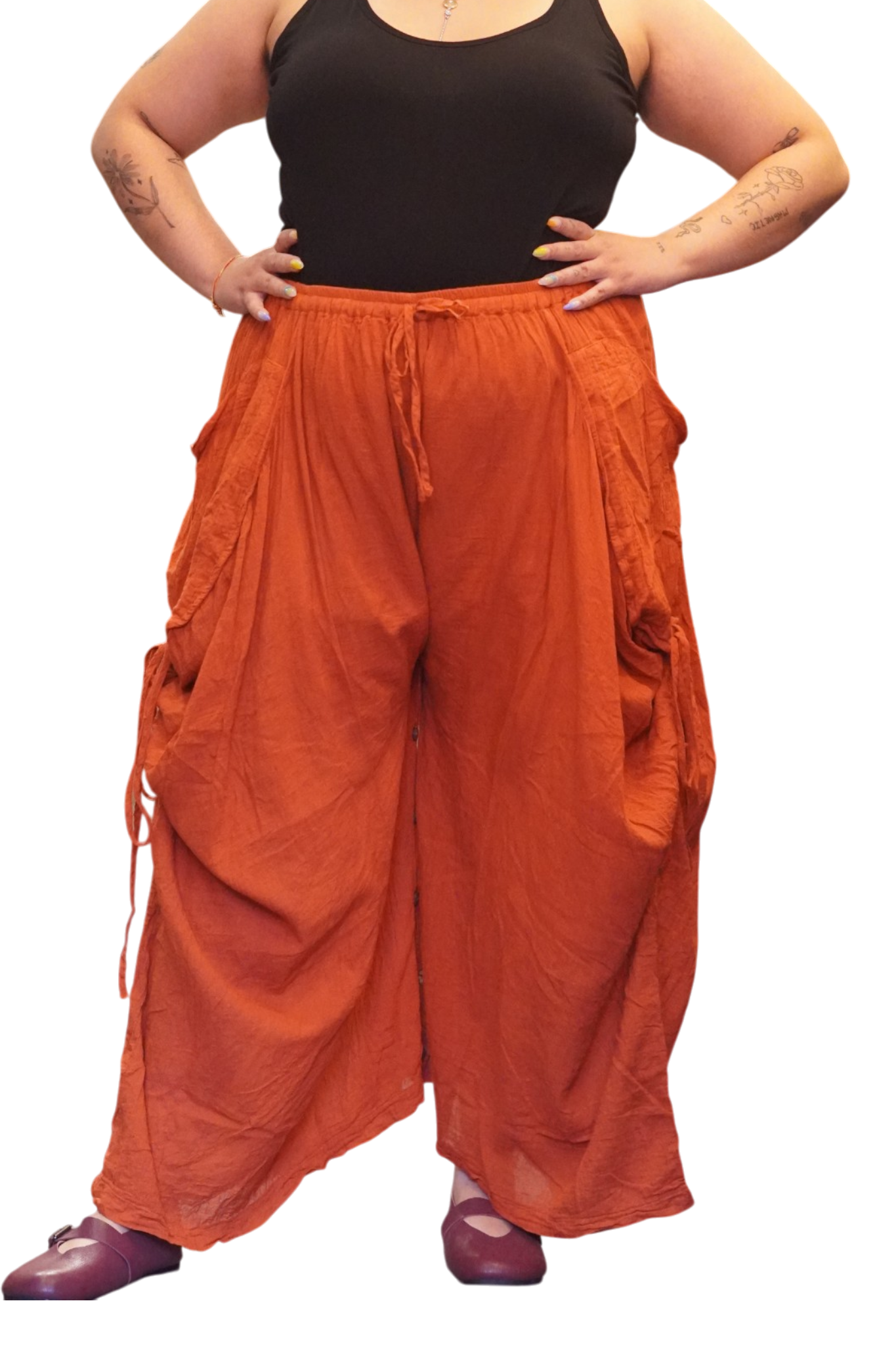 Burnt Orange Cotton Voile Tashi Versatile Pants/Skirt