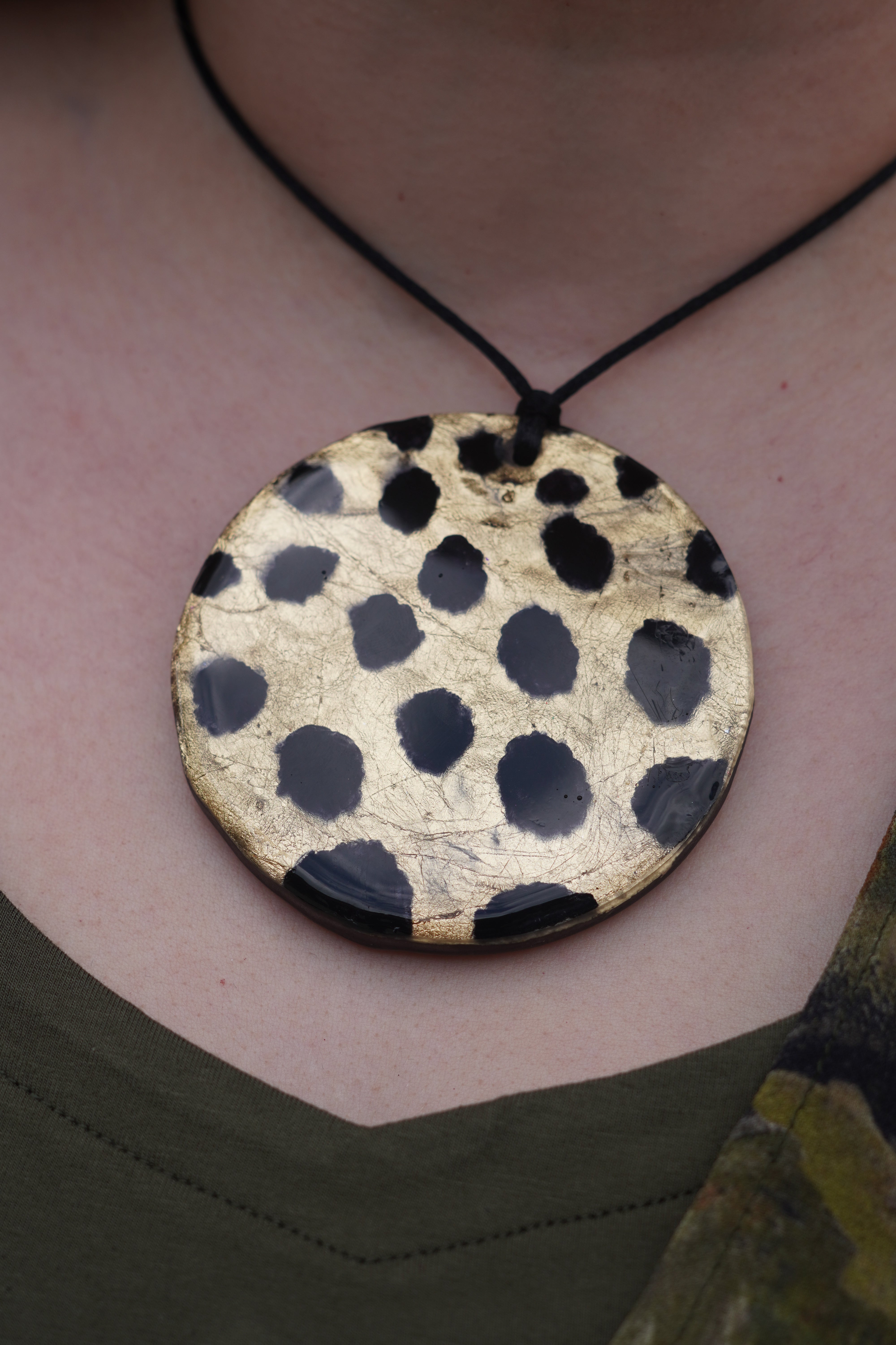 Gold and Black Cheetah  Pendant
