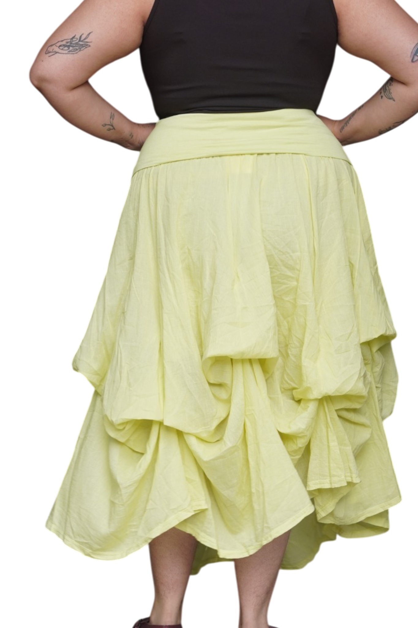 Wasabi Gathered Bubble Cotton Voile Tiered Skirt