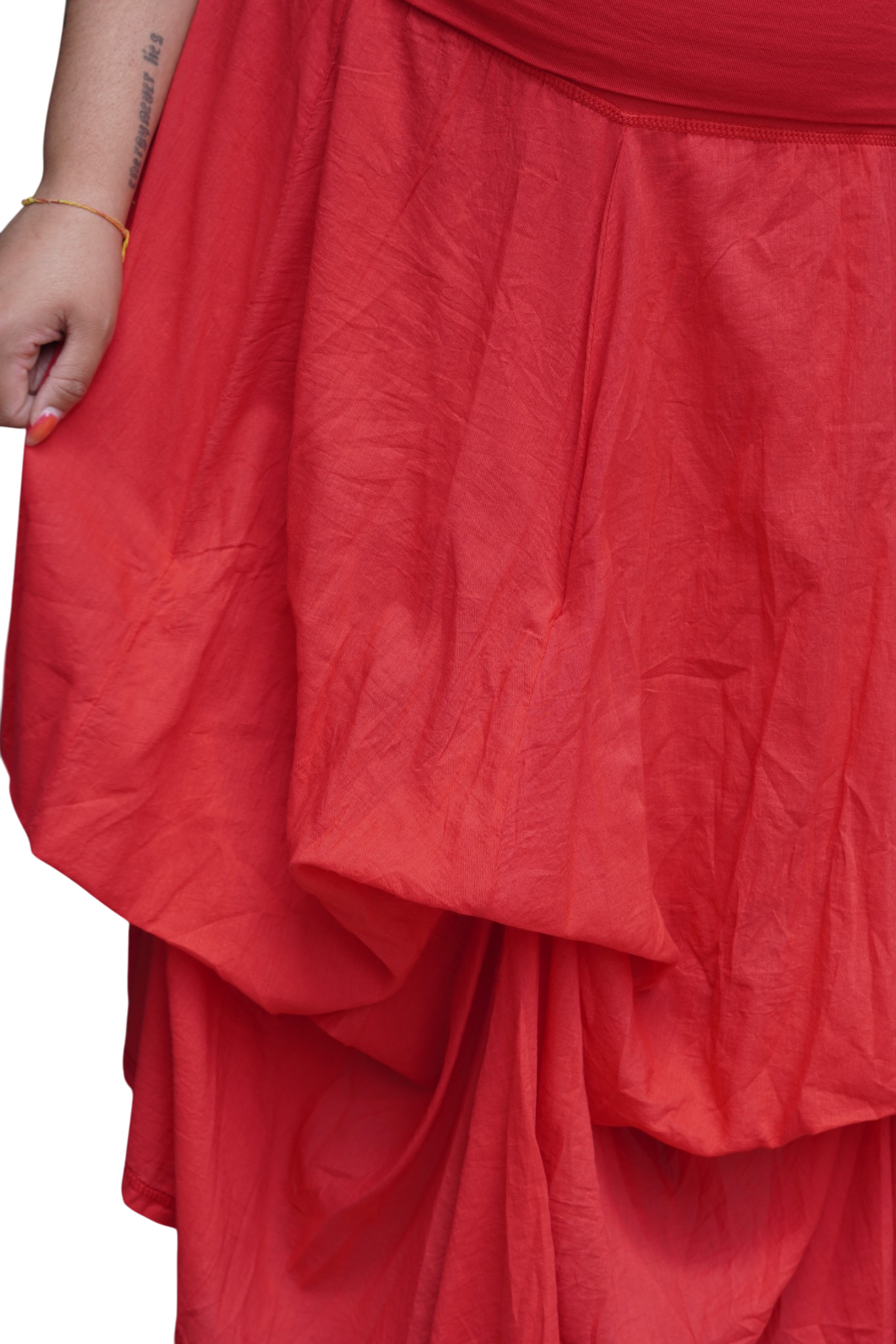 Weathered Rust Gathered Bubble Cotton Voile Tiered Skirt