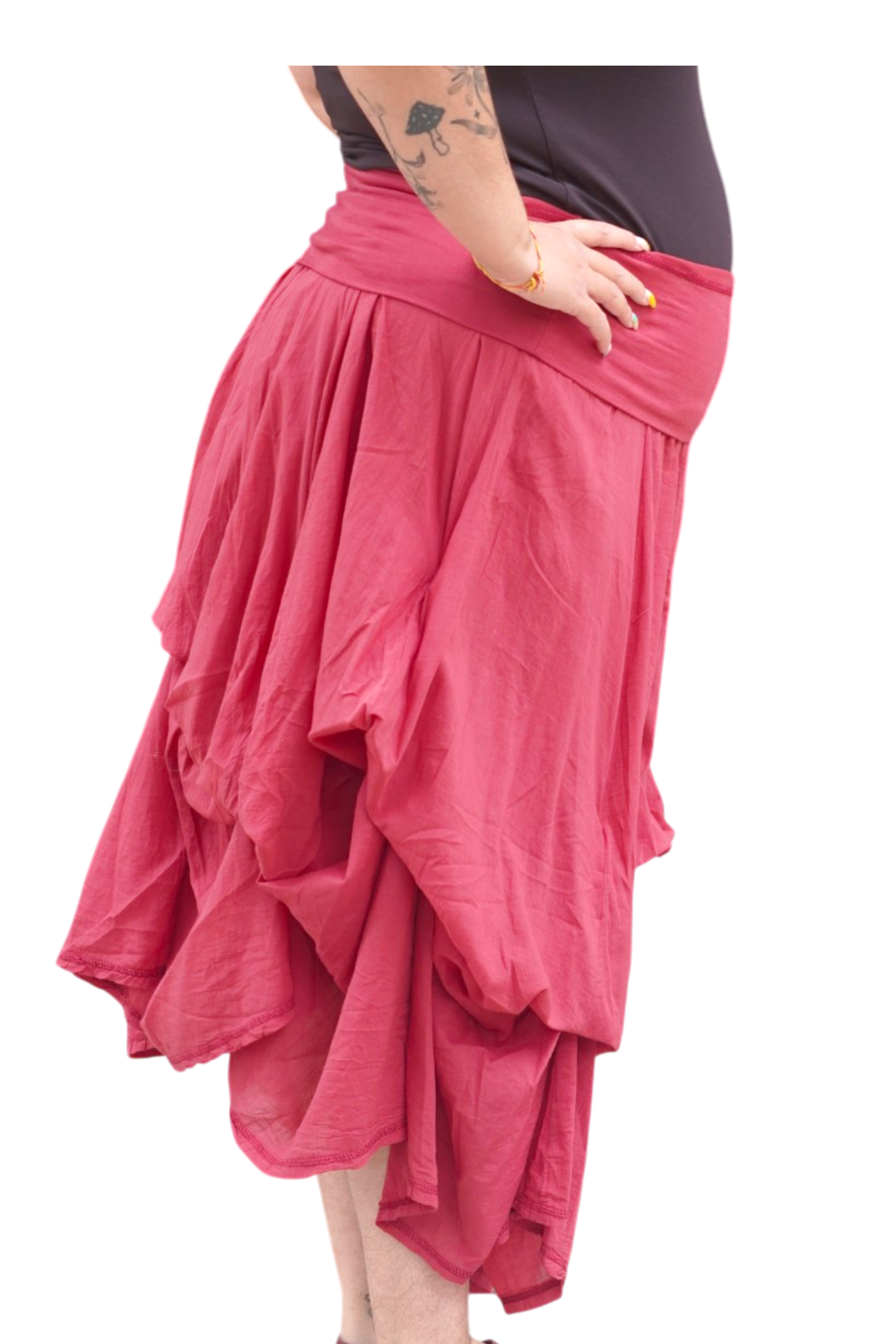 Weathered Rust Gathered Bubble Cotton Voile Tiered Skirt