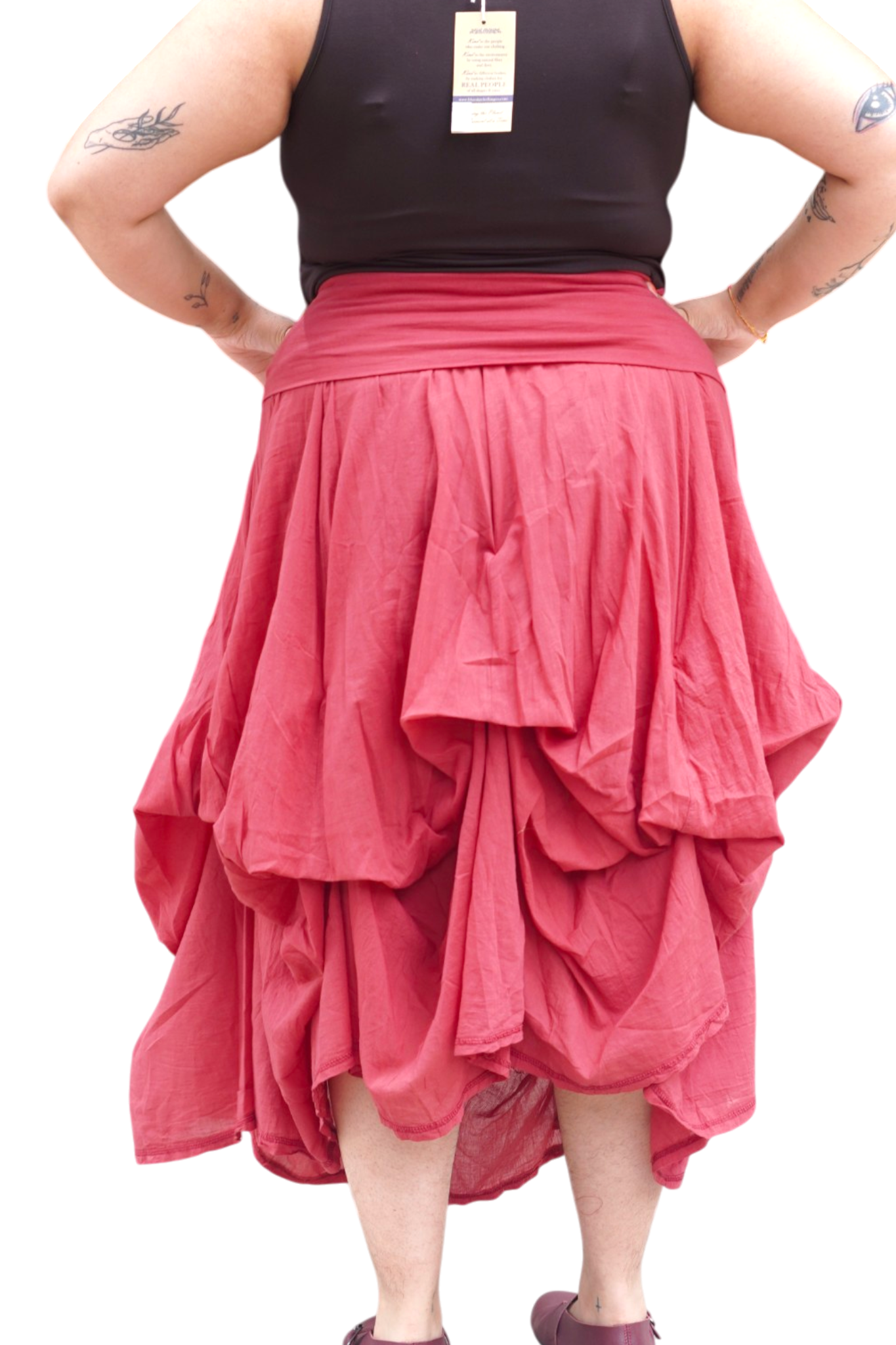 Weathered Rust Gathered Bubble Cotton Voile Tiered Skirt