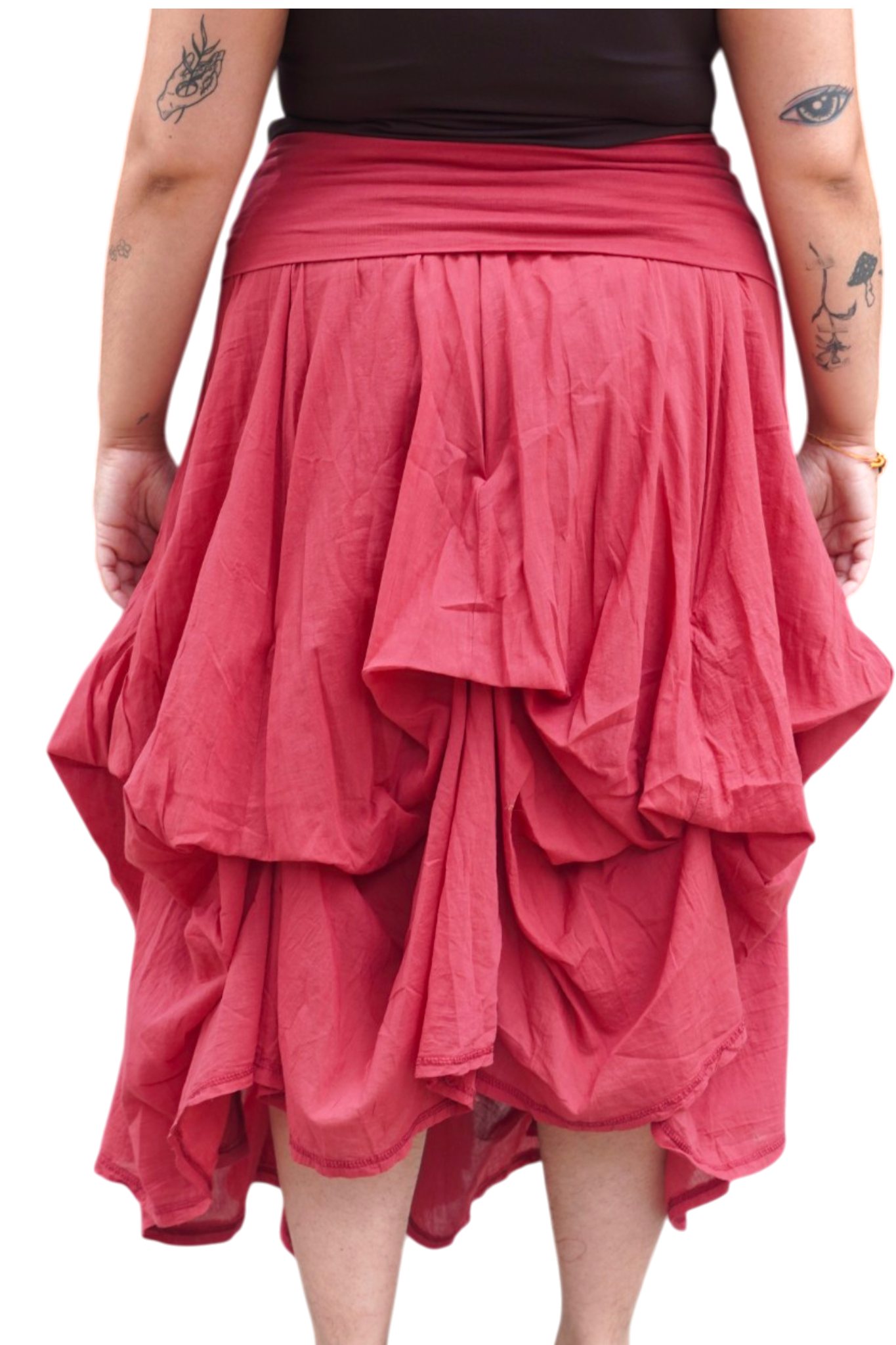 Weathered Rust Gathered Bubble Cotton Voile Tiered Skirt