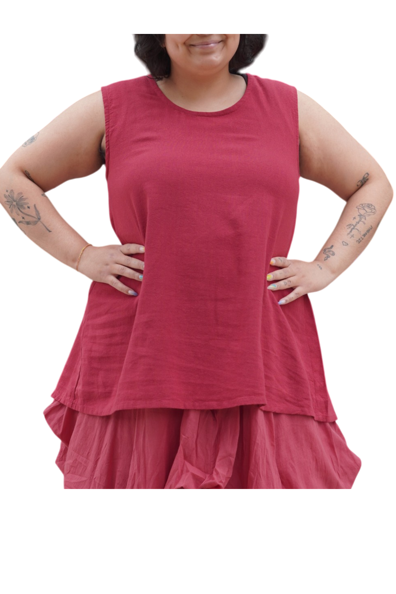 Weathered Rust Blue Cotton Swing Tank Top