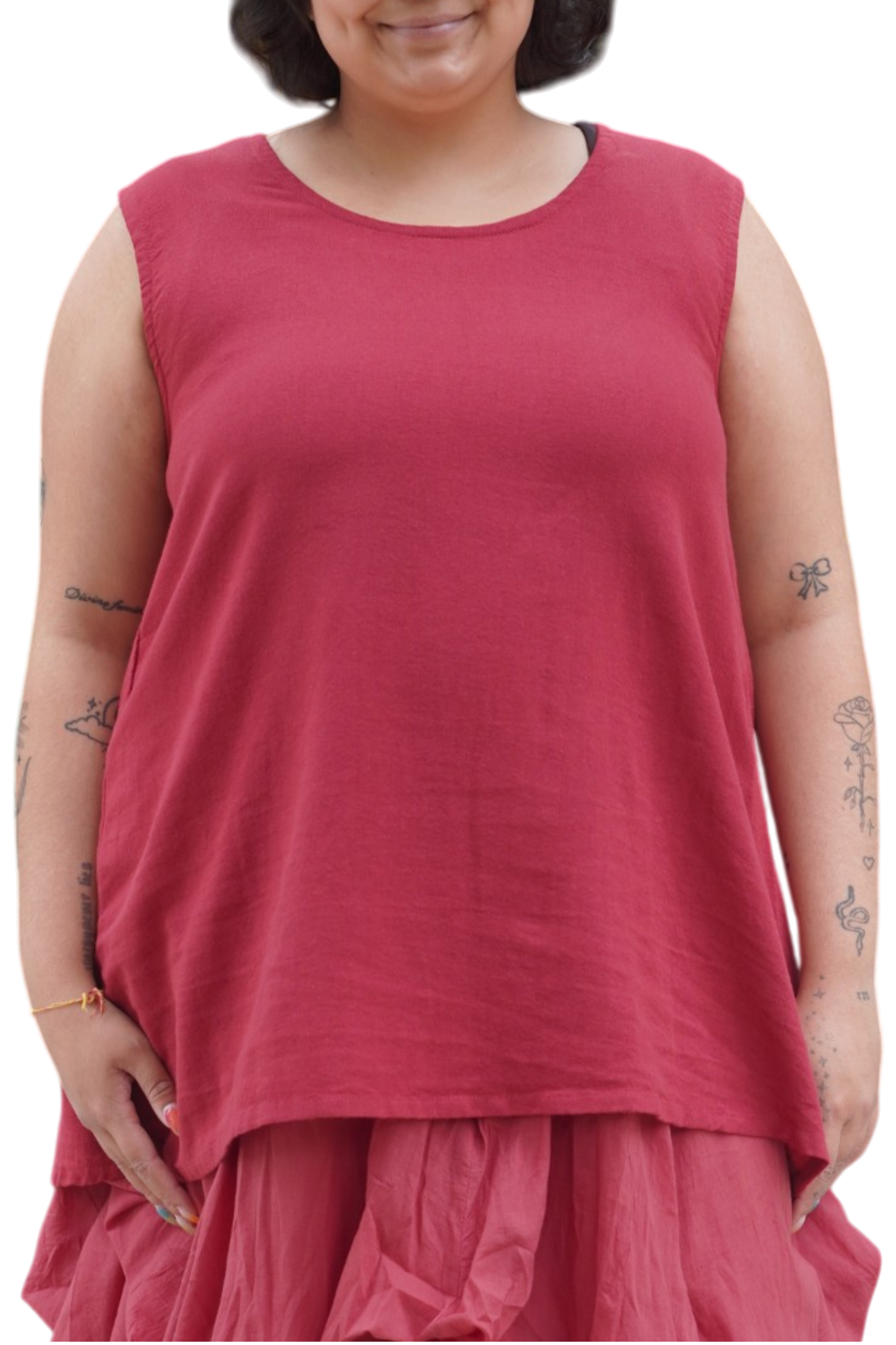 Weathered Rust Blue Cotton Swing Tank Top