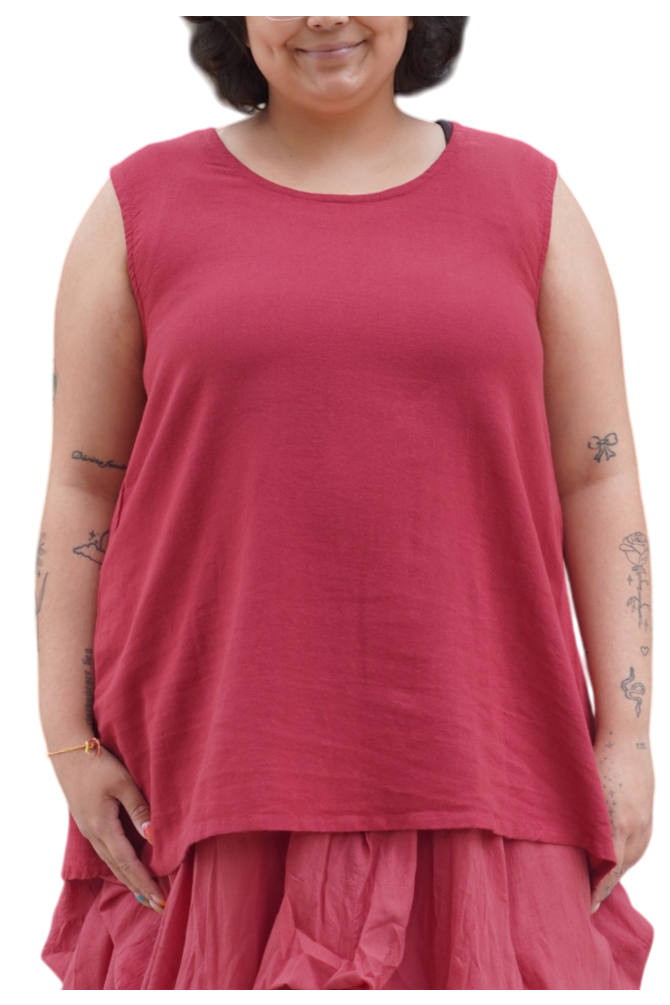 Weathered Rust Blue Cotton Swing Tank Top