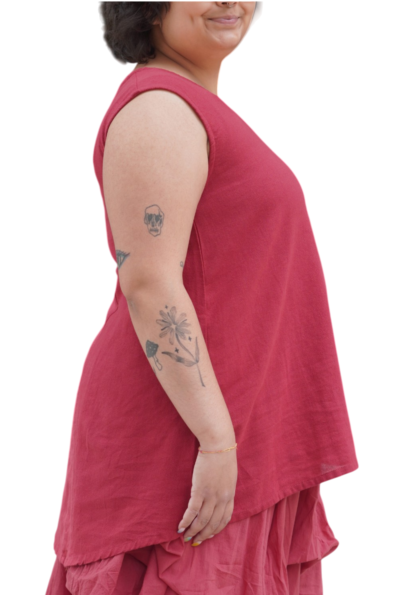 Weathered Rust Blue Cotton Swing Tank Top