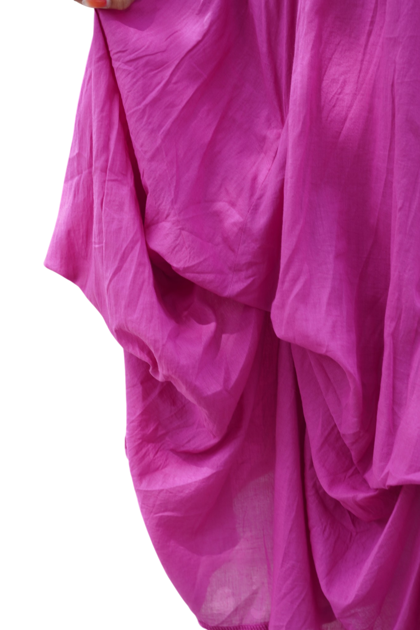 Fuchsia Gathered Bubble Cotton Voile Tiered Skirt