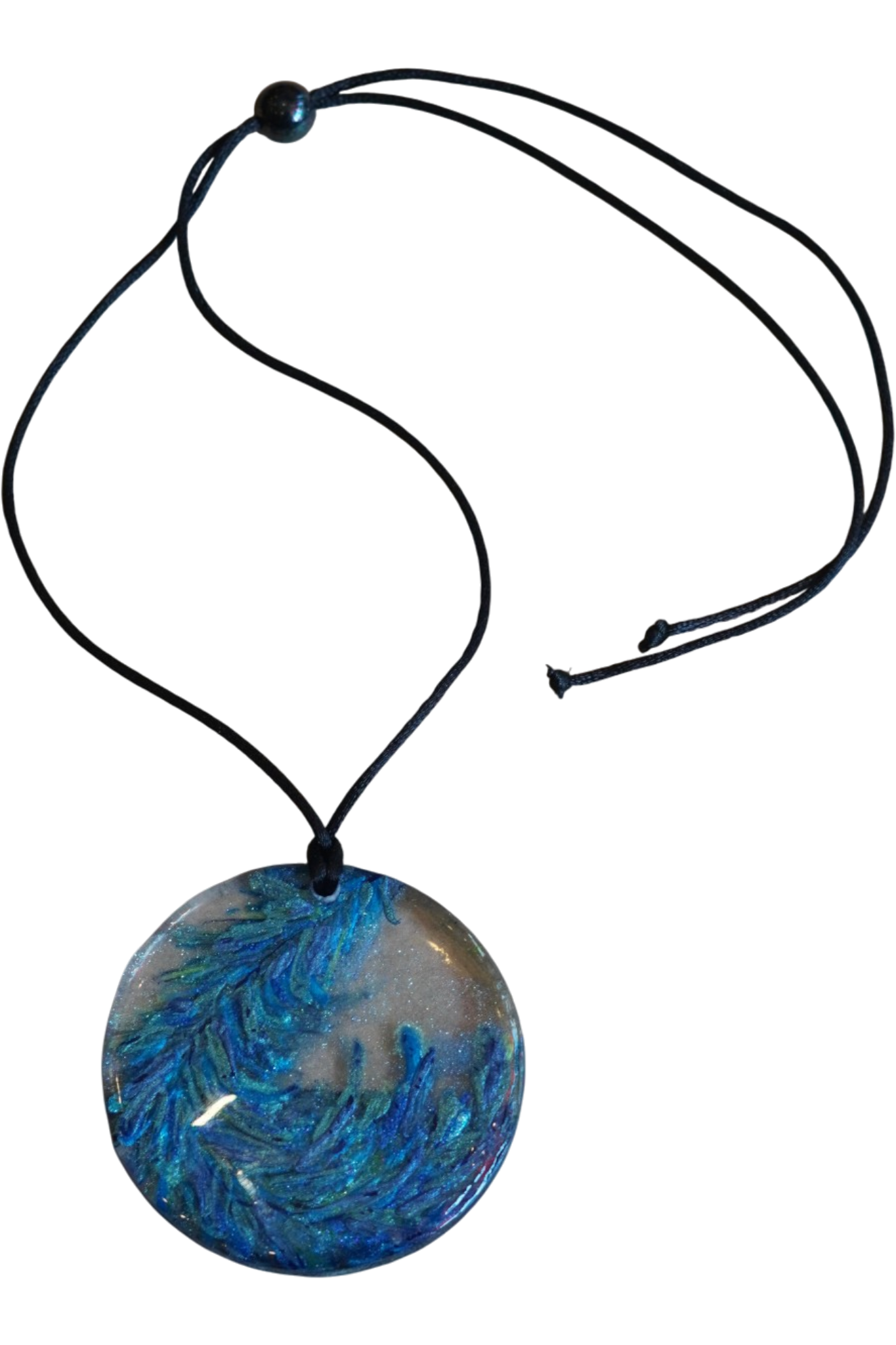 Painted Peacock Feather Resin Pendant