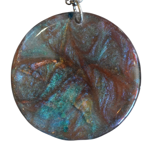 Gold and Blue Flower in Space  Pendant