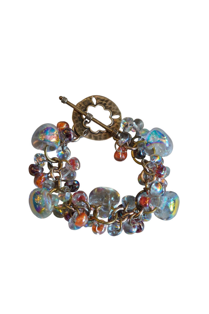 Orange Aurora Lampwork Glass Bracelet