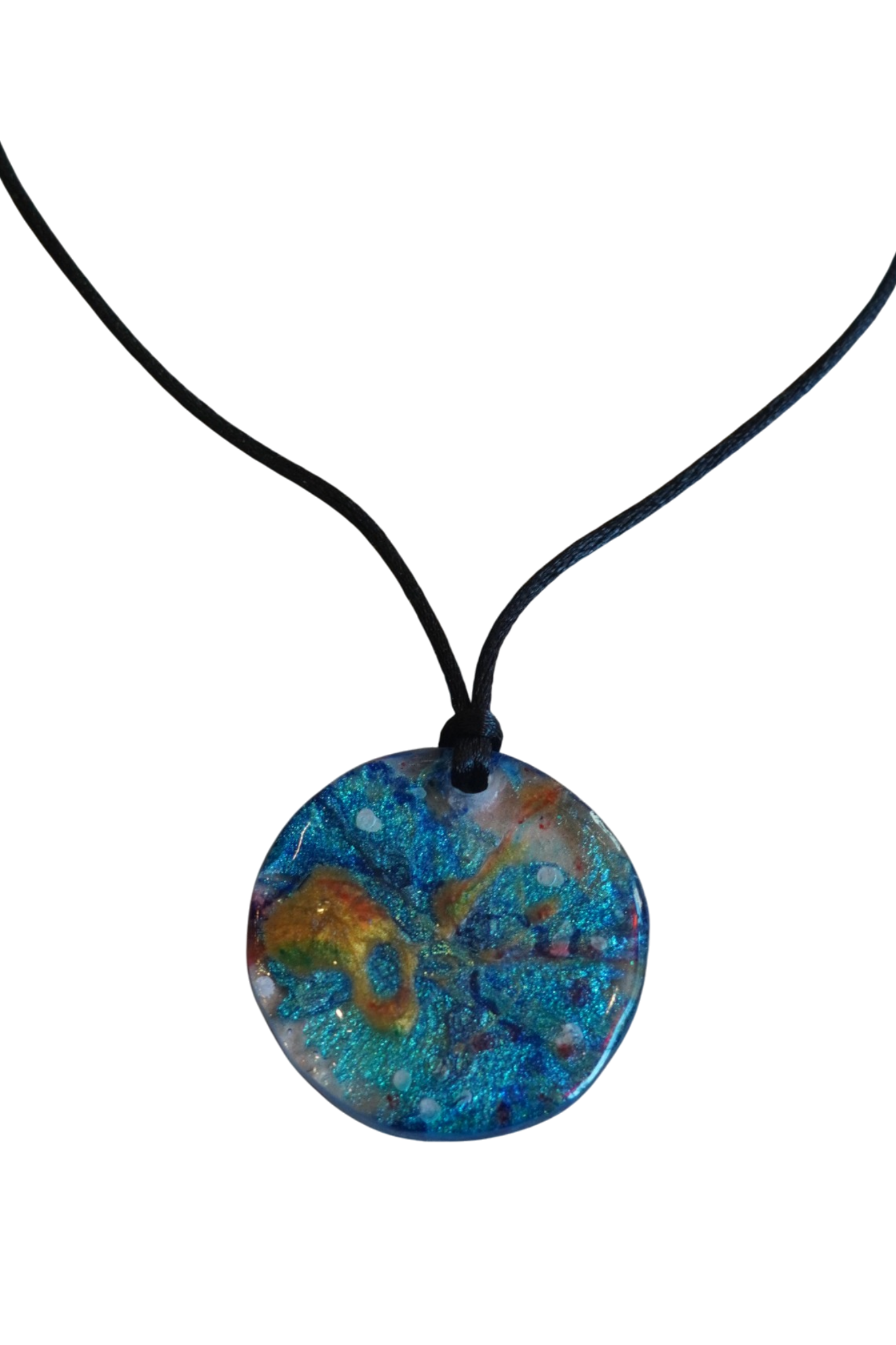 Gold and Teal One-Sided Mica Pendant