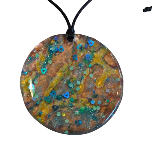 Copper, Gold, Blue and Turquoise Pendant