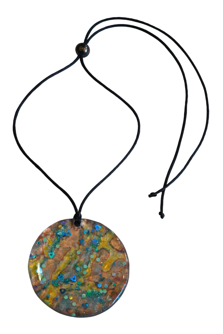 Copper, Gold, Blue and Turquoise Pendant