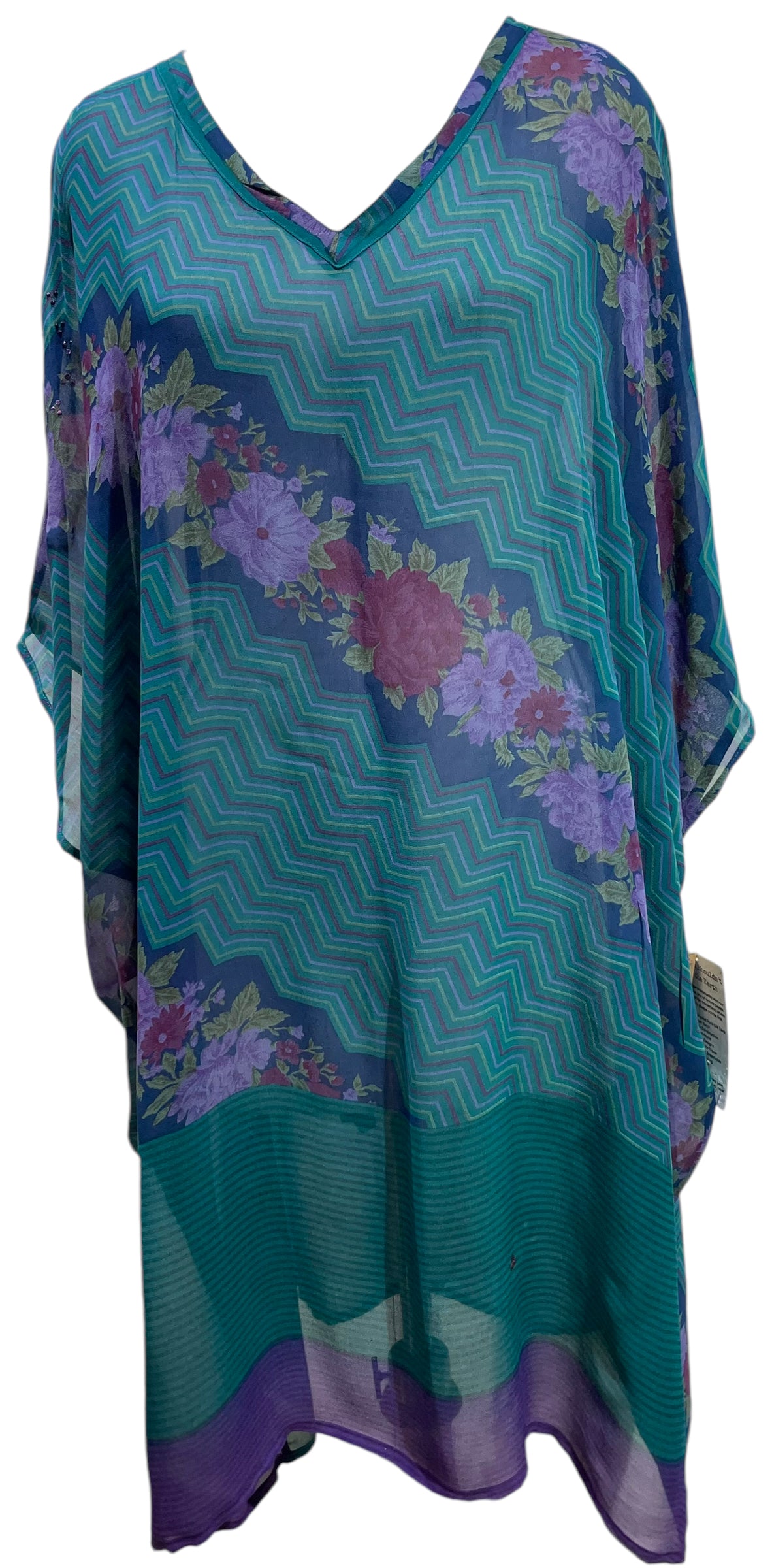 PRG5754 Sheer Wabi Sabi Pure Silk Midi Length Kaftan