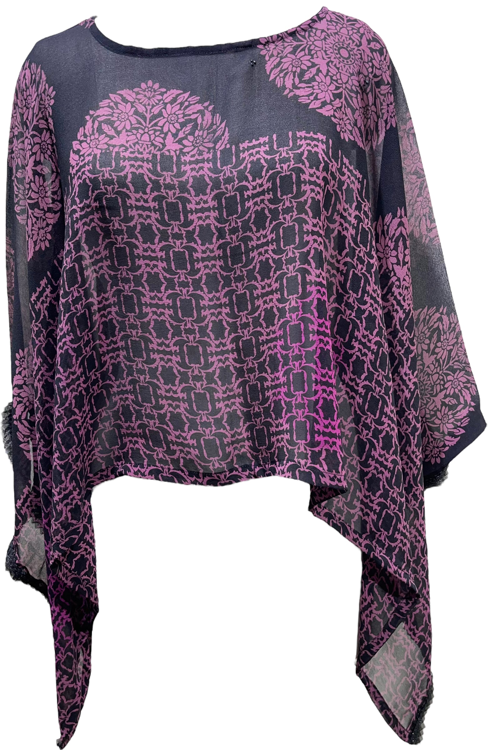 PRG5505 Sheer Avatar Pure Silk Capelet Poncho