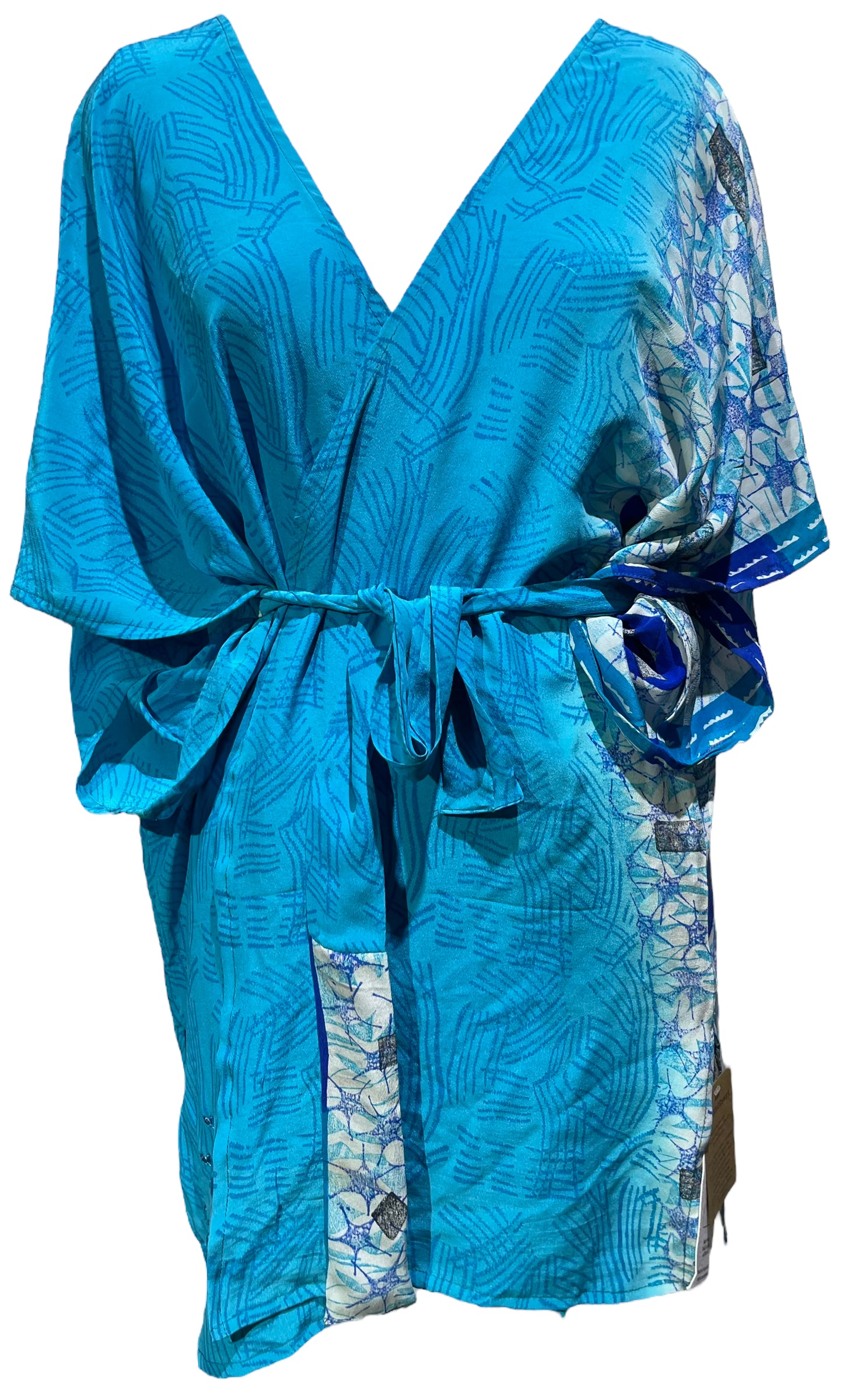 PRC4887 Wabi Sabi Pure Silk Kimono-Sleeved Jacket with Belt