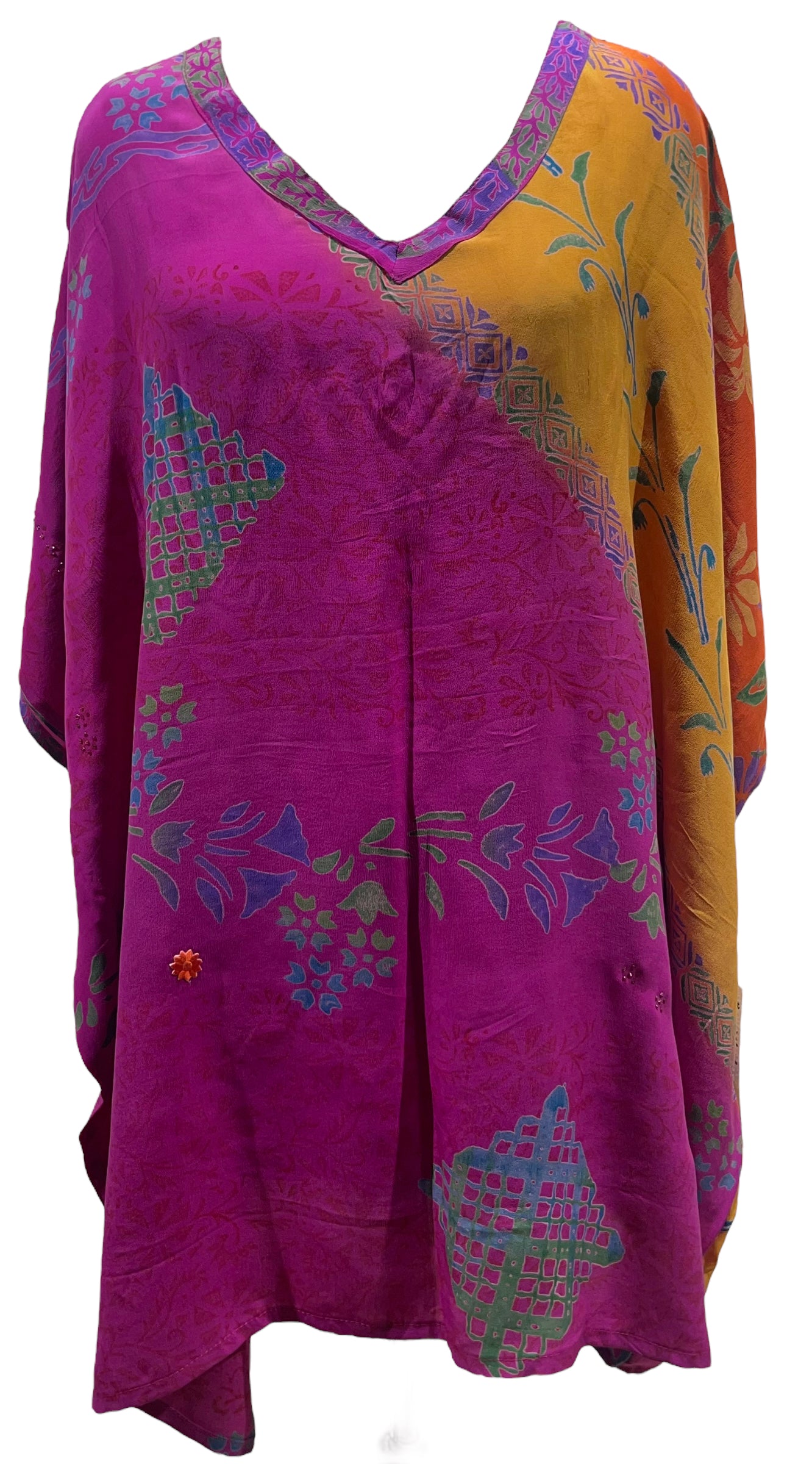 PRC5065 Wabi Sabi Pure Silk Short Kaftan Tunic