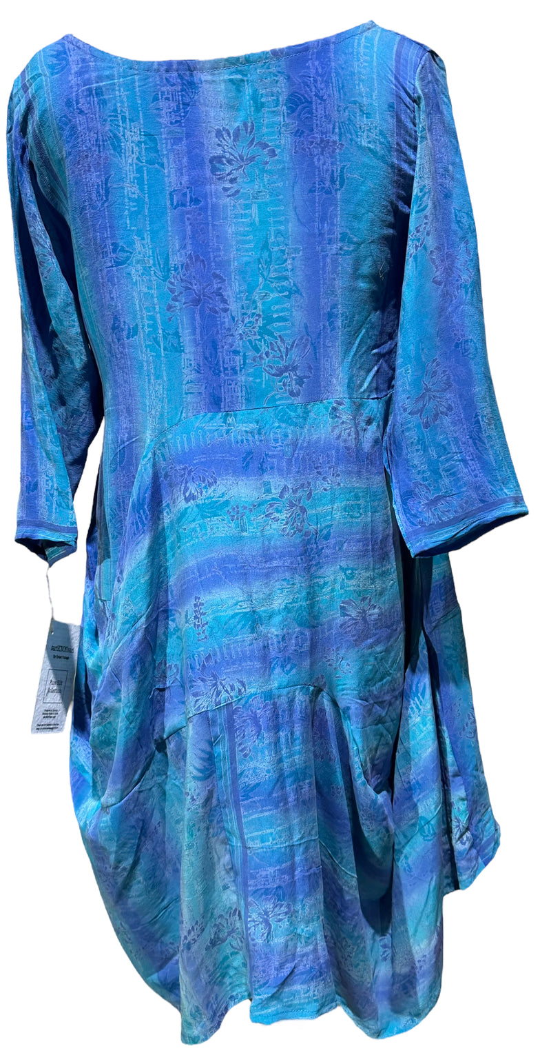 PRC4255 Avatar Pure Silk Sculptural Long Tunic Dress