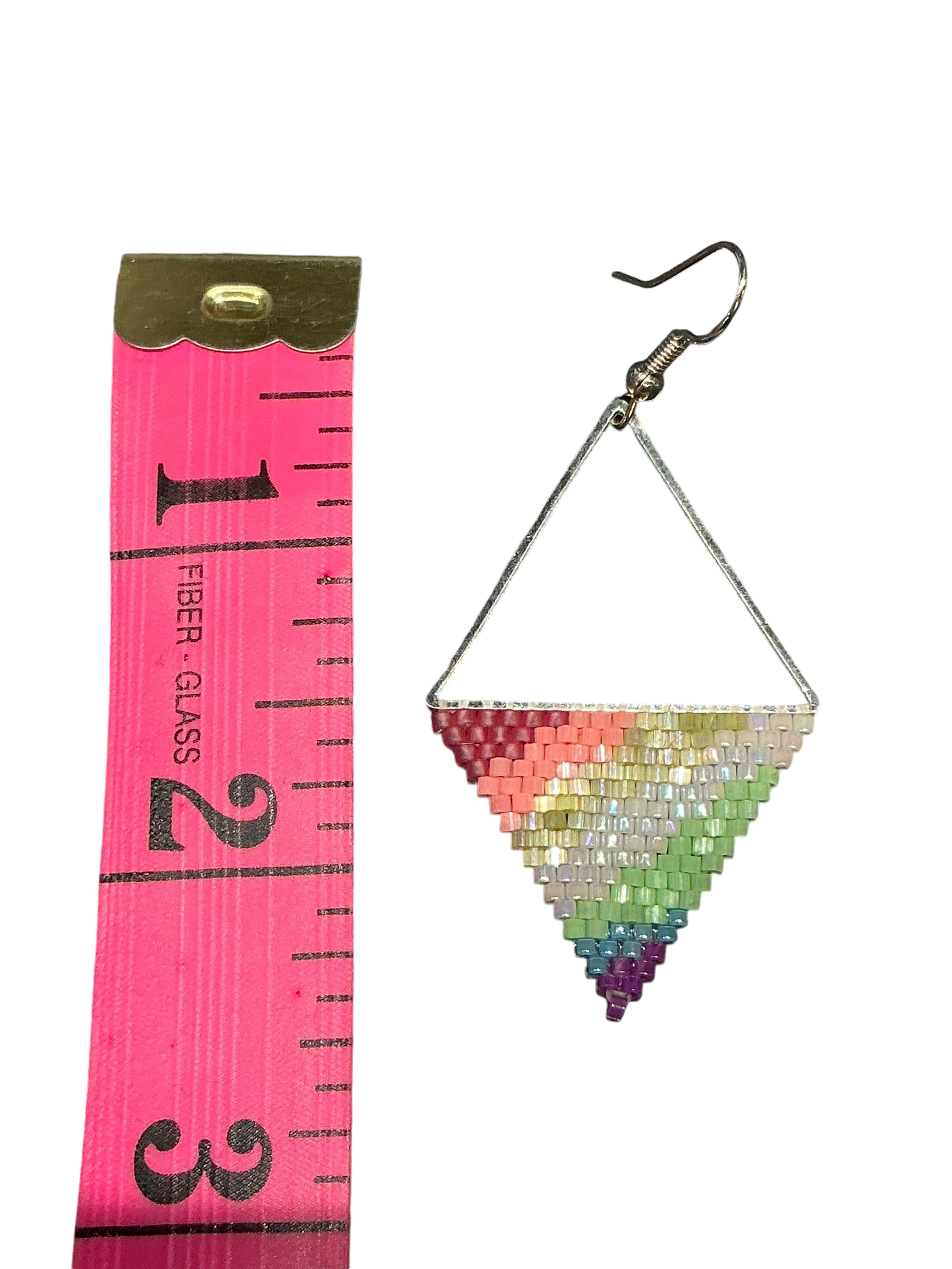 Rainbow Geode Triangle Earrings