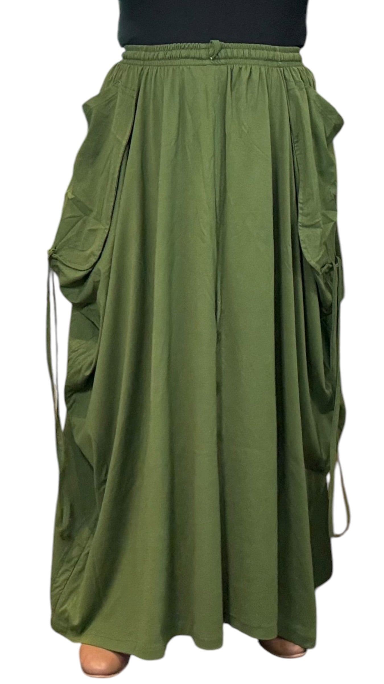 Leaf Green Cotton Jersey Tashi Versatile Pants/Skirt