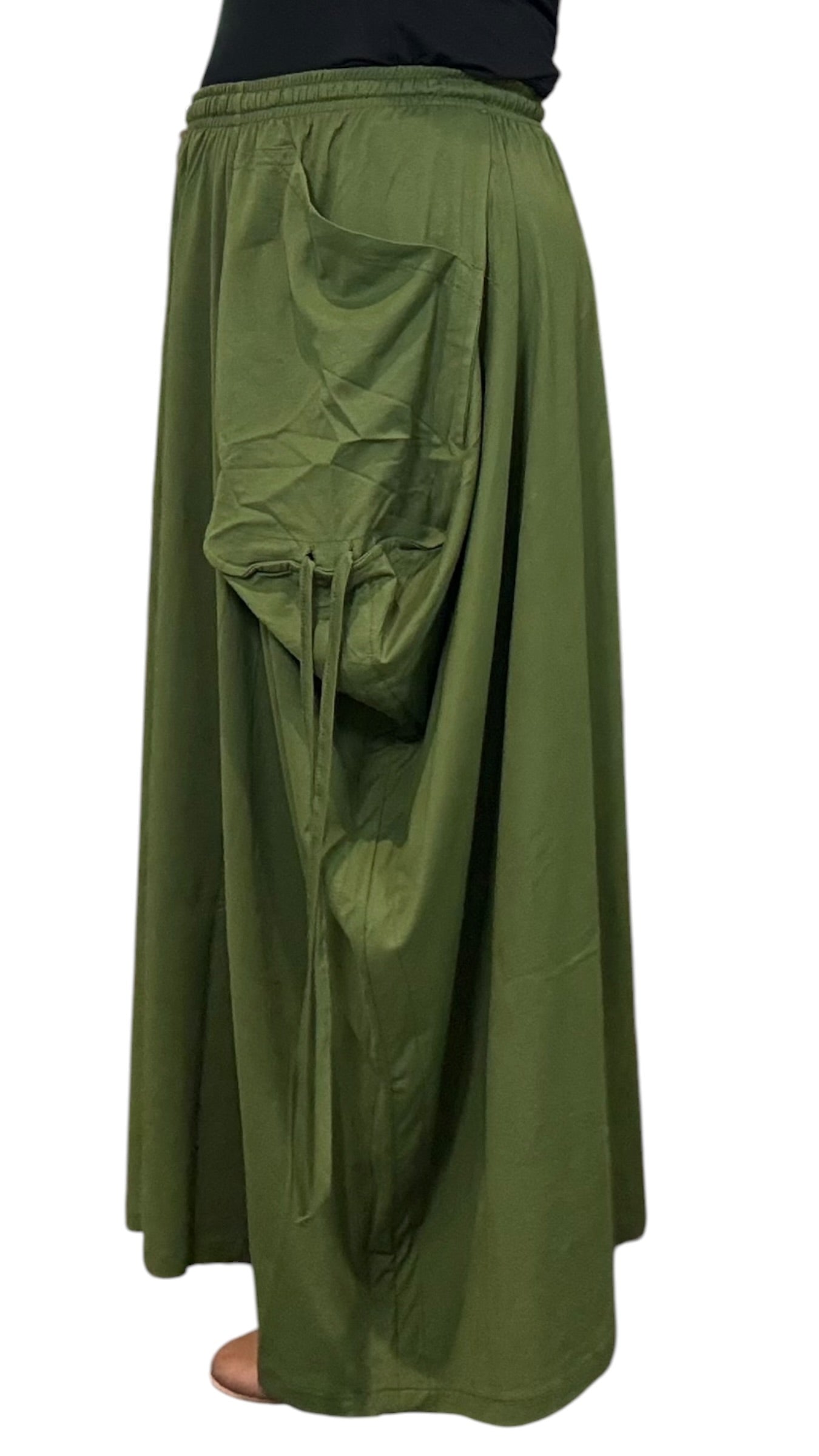 Leaf Green Cotton Jersey Tashi Versatile Pants/Skirt