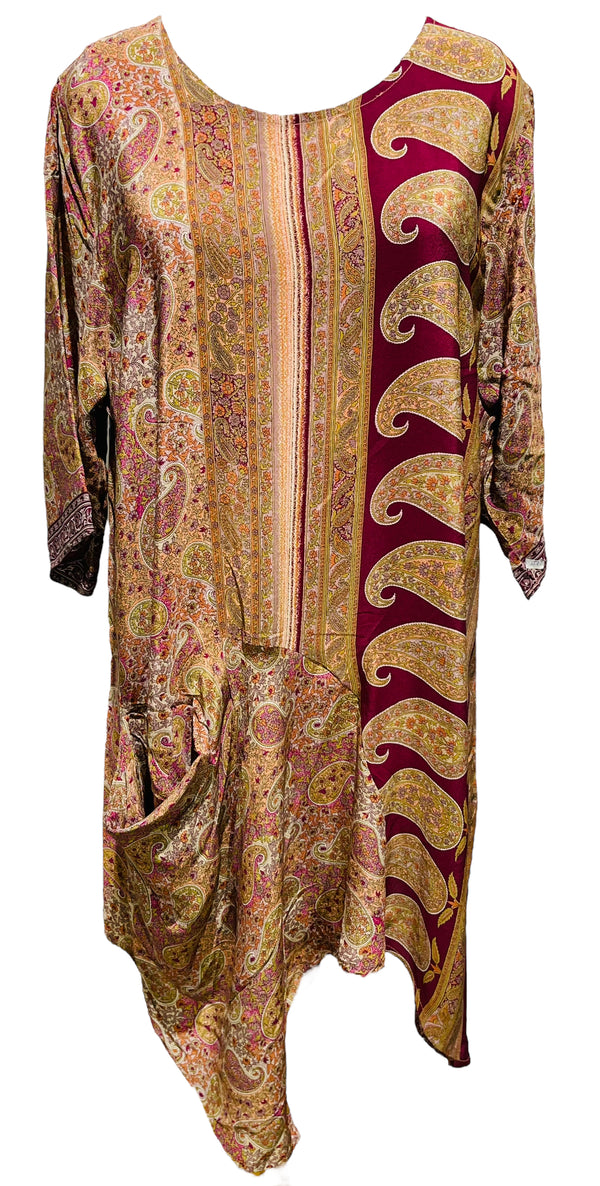 PRC3523 Avatar Pure Silk Self Pocket Tunic Dress