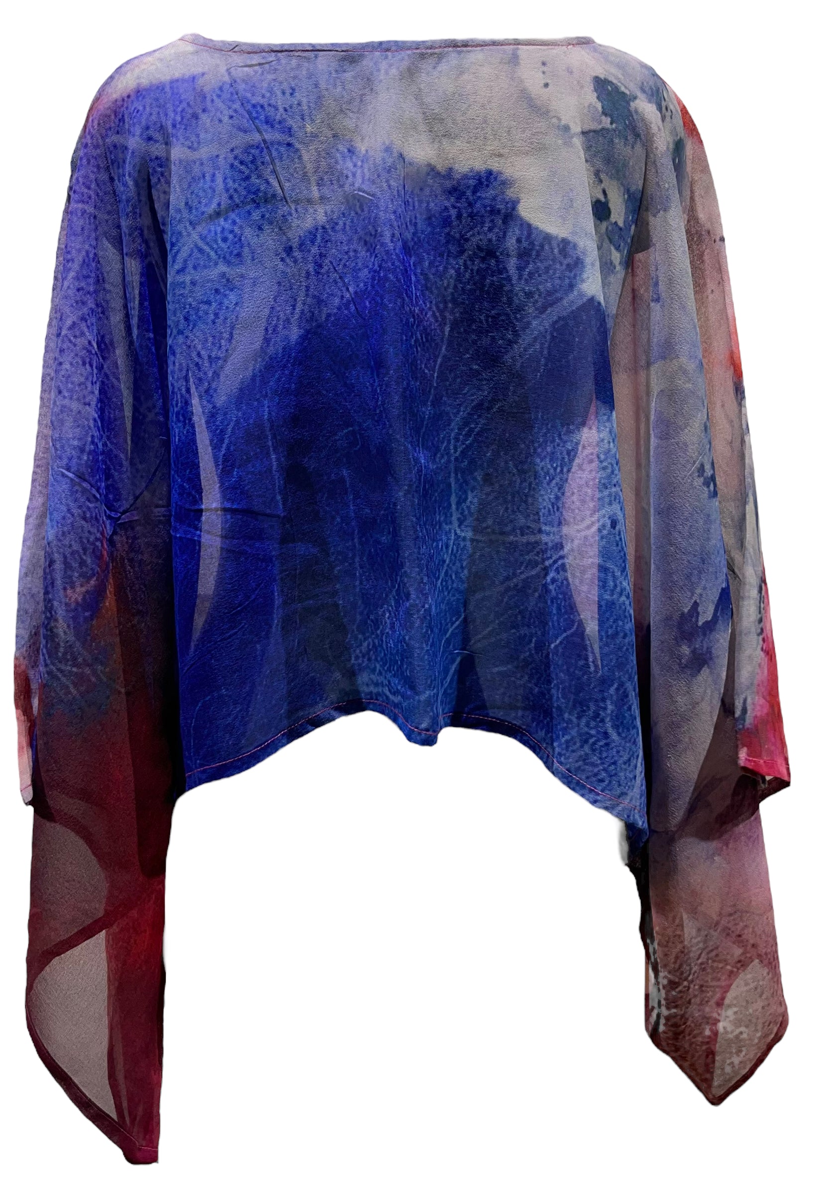 PRG4947  Sheer Avatar Pure Silk Kimono-Sleeved Top