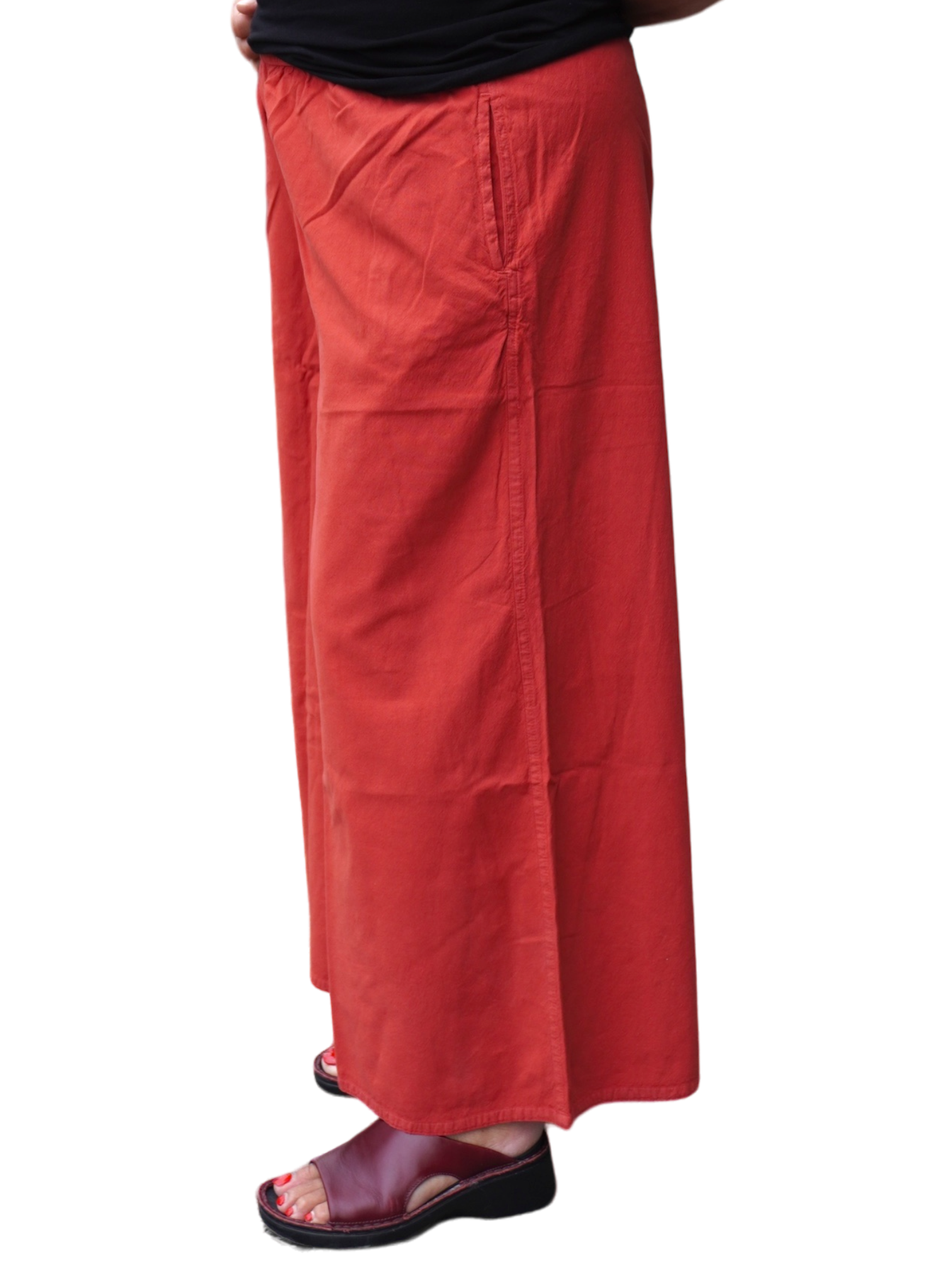 Coral Cotton Palazzo Pants by Creative Design – Handmade ethical Pants/Skirt from sariKNOTsari using upcycled silk. Designed in Canada for travel and slow fashion, loved from Toronto to LA to Sydney. Featuring Zsiska, Bryn Walker and Artisan Leather coats by Rejean Pepin, Pepin designs