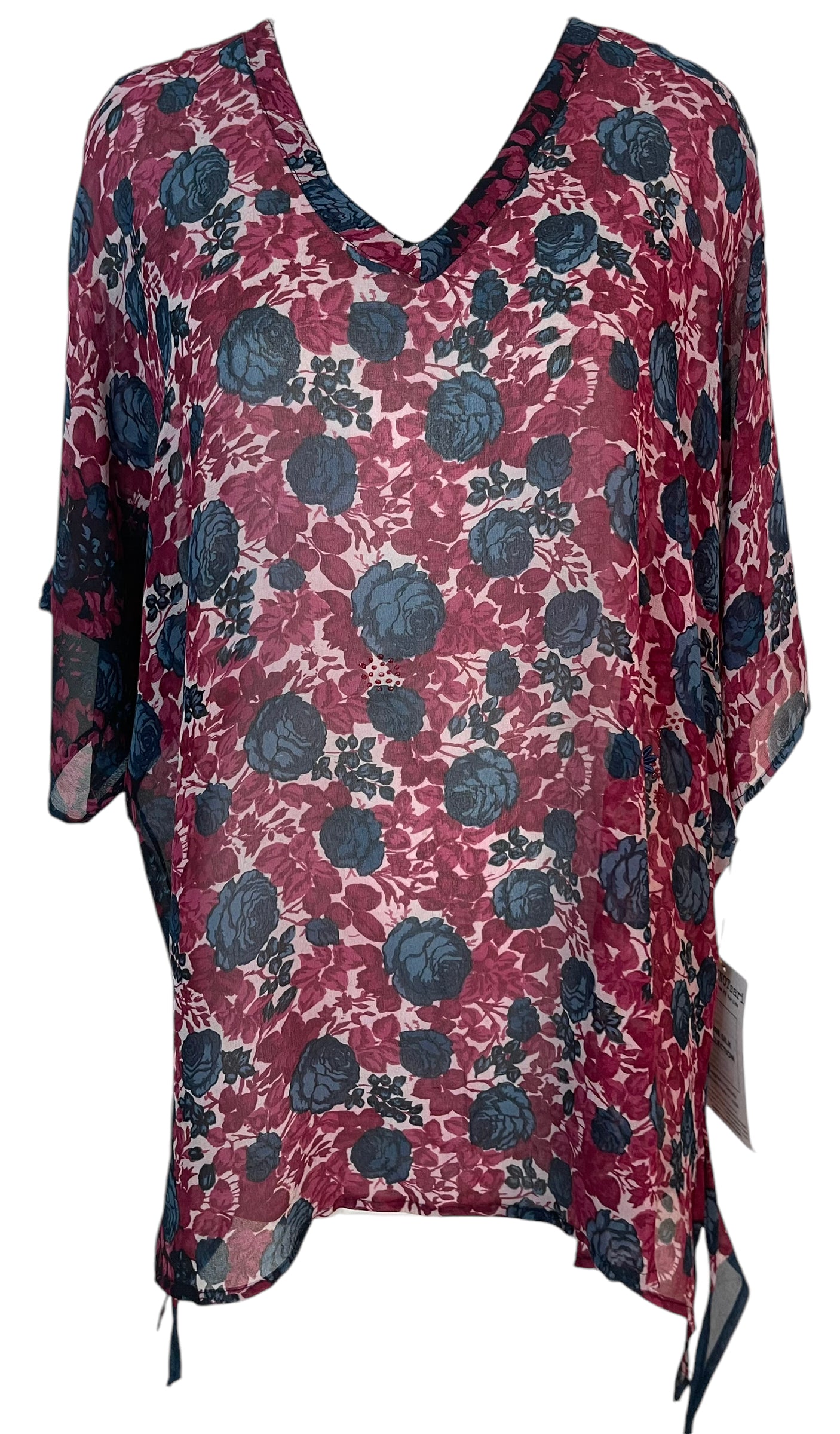 PRG5953 Sheer Wabi Sabi Pure Silk Long Tunic with Side Ties