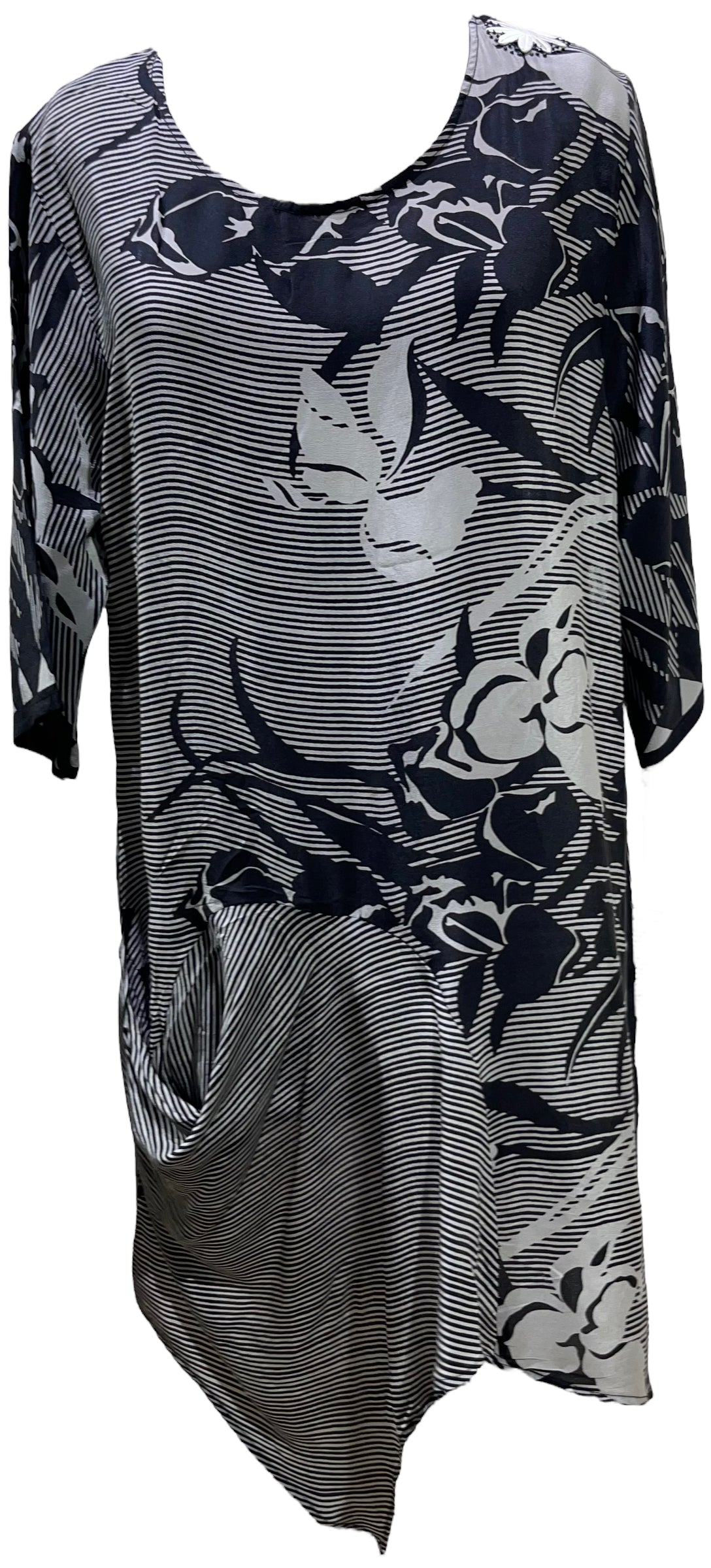 PRC5487 Avatar Pure Silk Self Pocket Tunic Dress