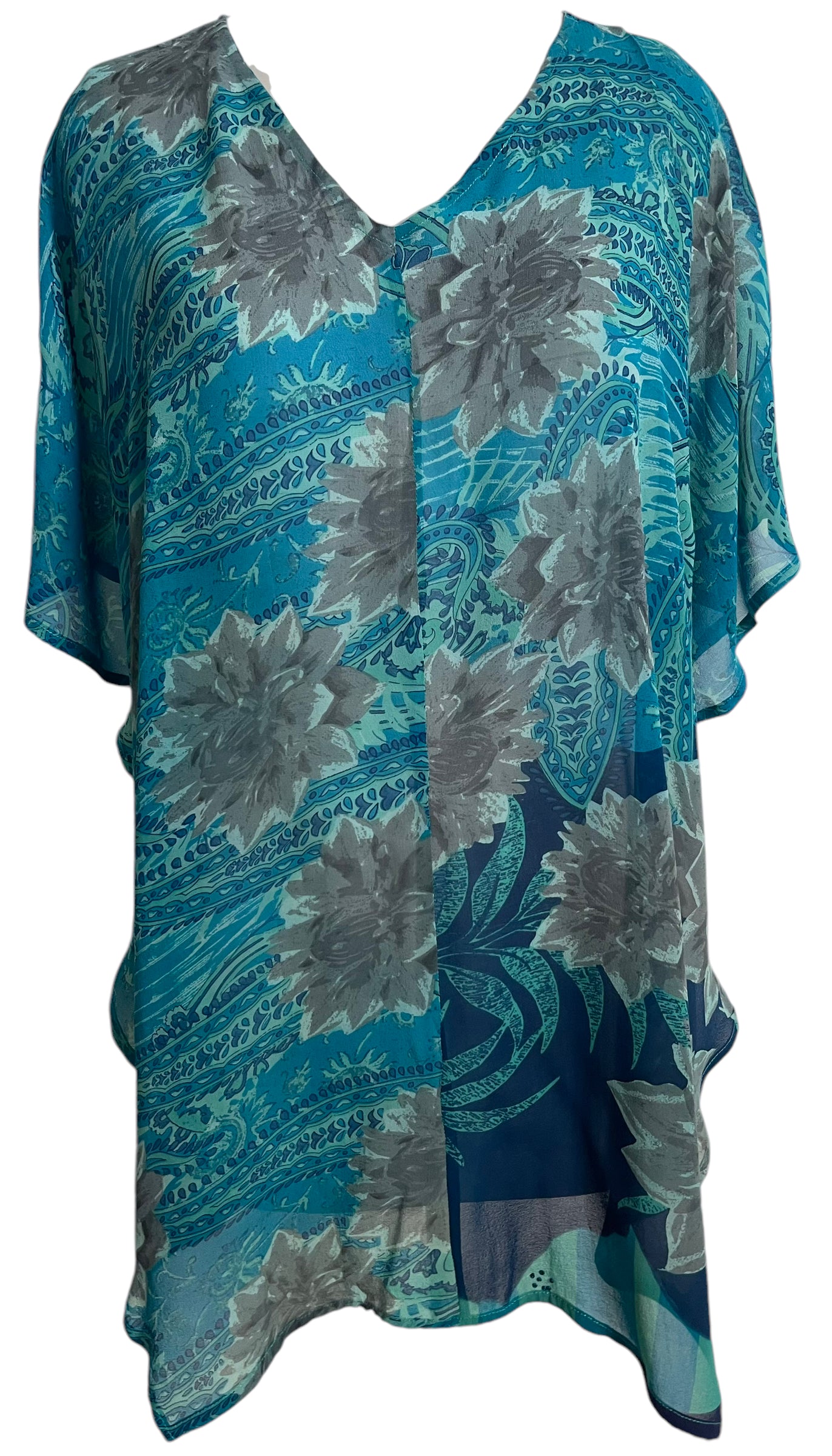 PRG5824 Sheer Avatar Pure Silk Waterfall Top