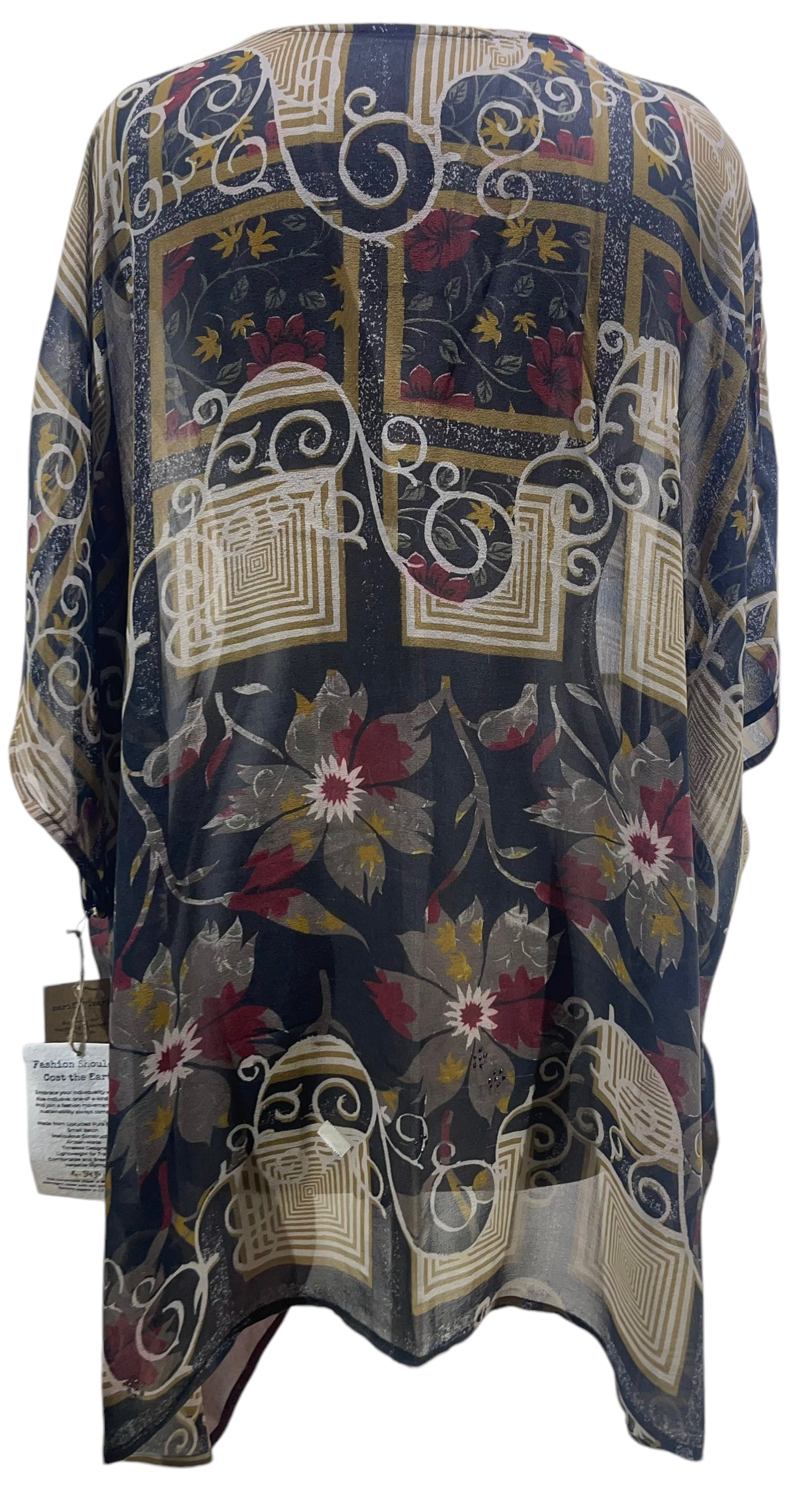 PRG5434 Sheer Wabi Sabi Pure Silk Short Kaftan Tunic