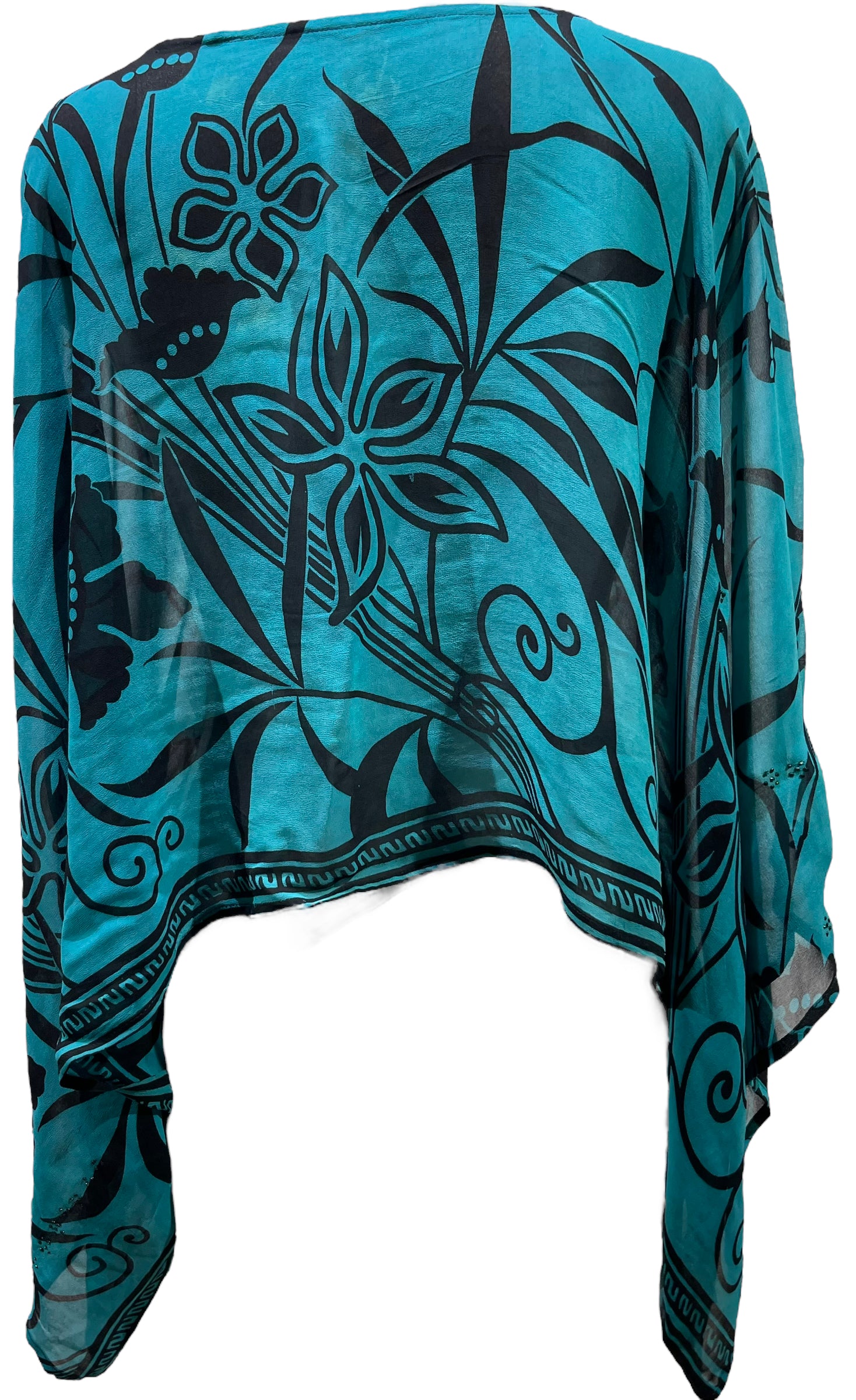 PRG5439 Sheer Wabi Sabi Pure Silk Kimono-Sleeved Top