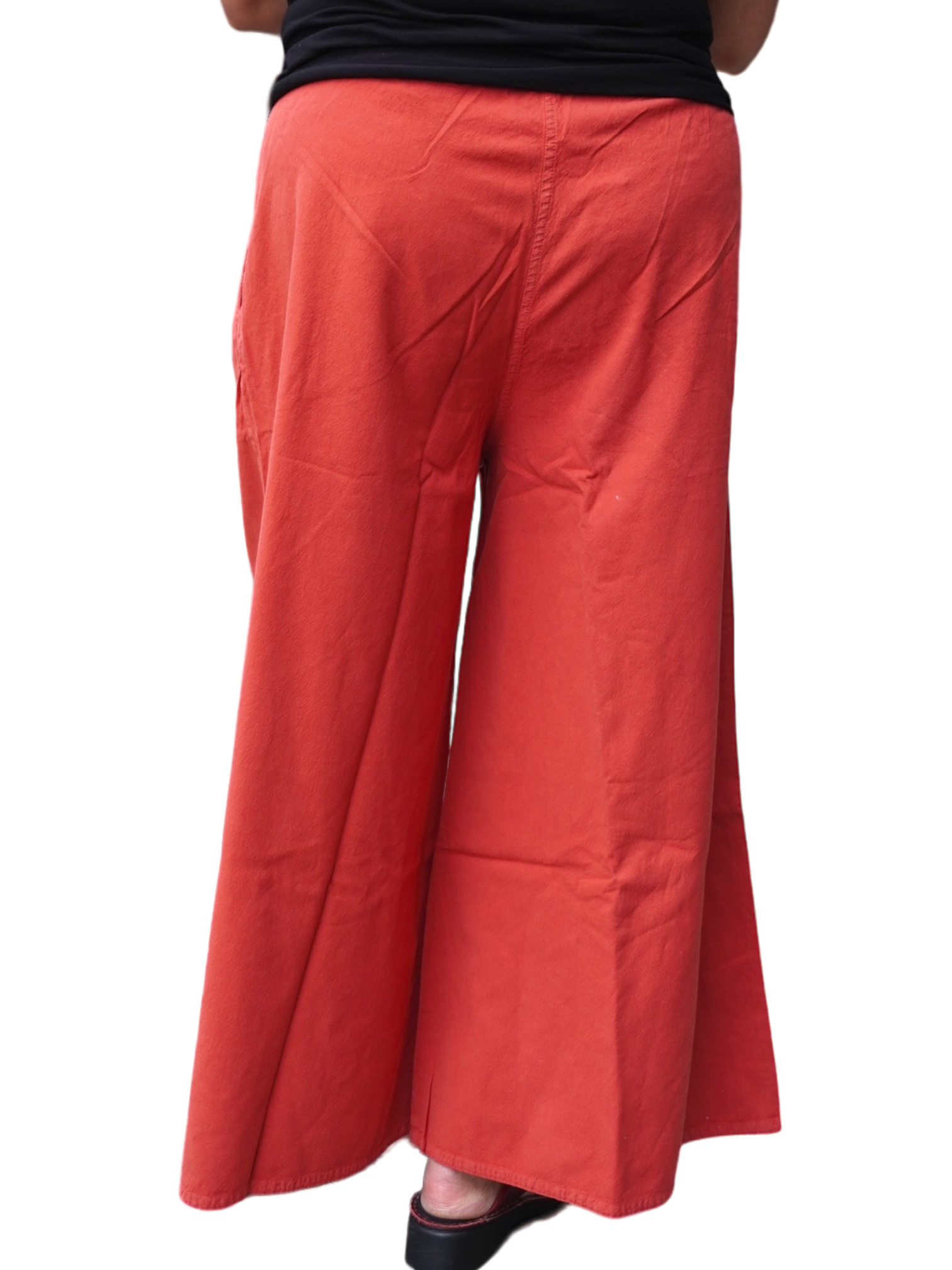 Coral Cotton Palazzo Pants by Creative Design – Handmade ethical Pants/Skirt from sariKNOTsari using upcycled silk. Designed in Canada for travel and slow fashion, loved from Toronto to LA to Sydney. Featuring Zsiska, Bryn Walker and Artisan Leather coats by Rejean Pepin, Pepin designs
