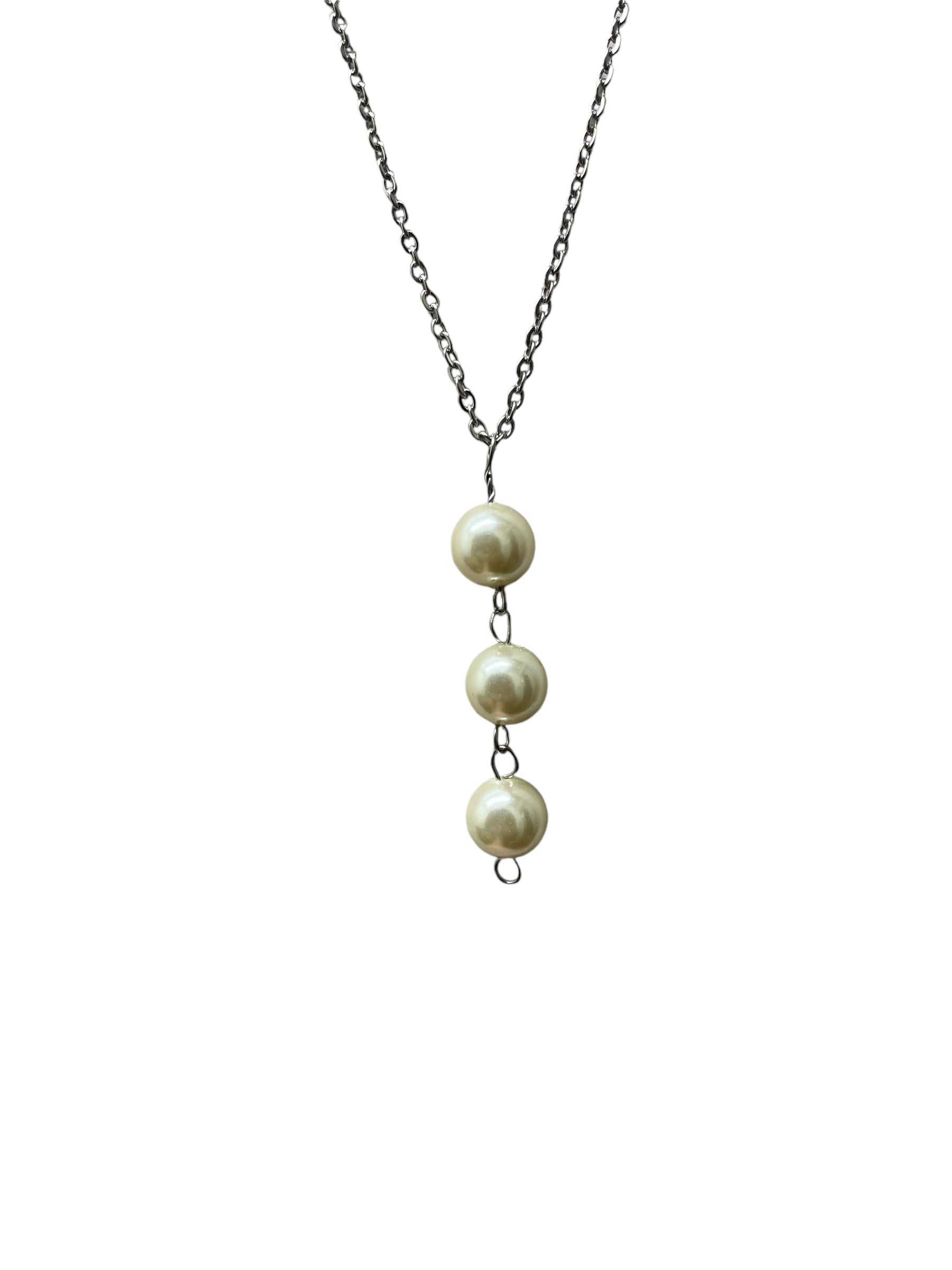 Tiered Pearl Necklace - silver