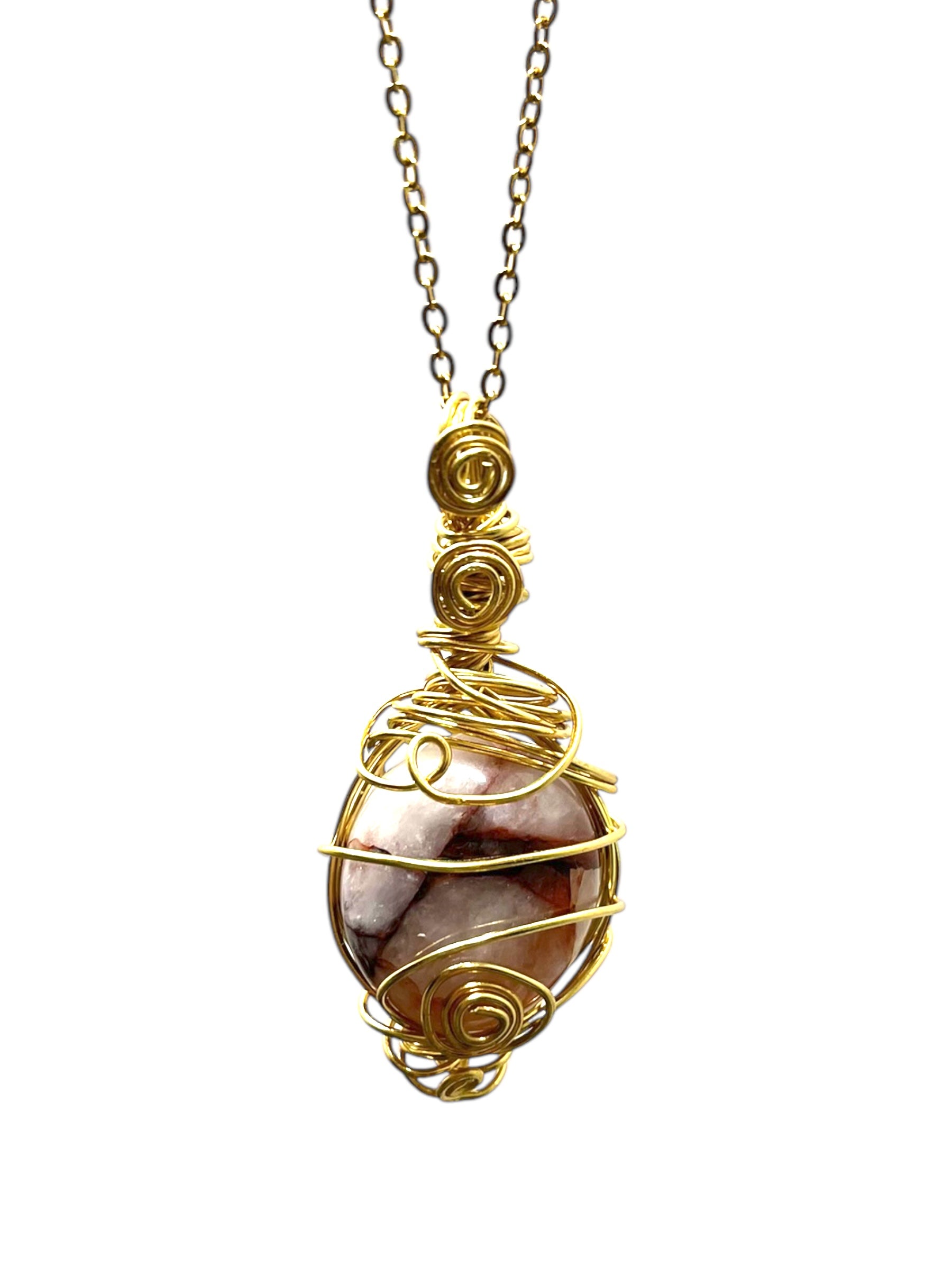 Fire Agate Specialty Crystal Necklace - Gold