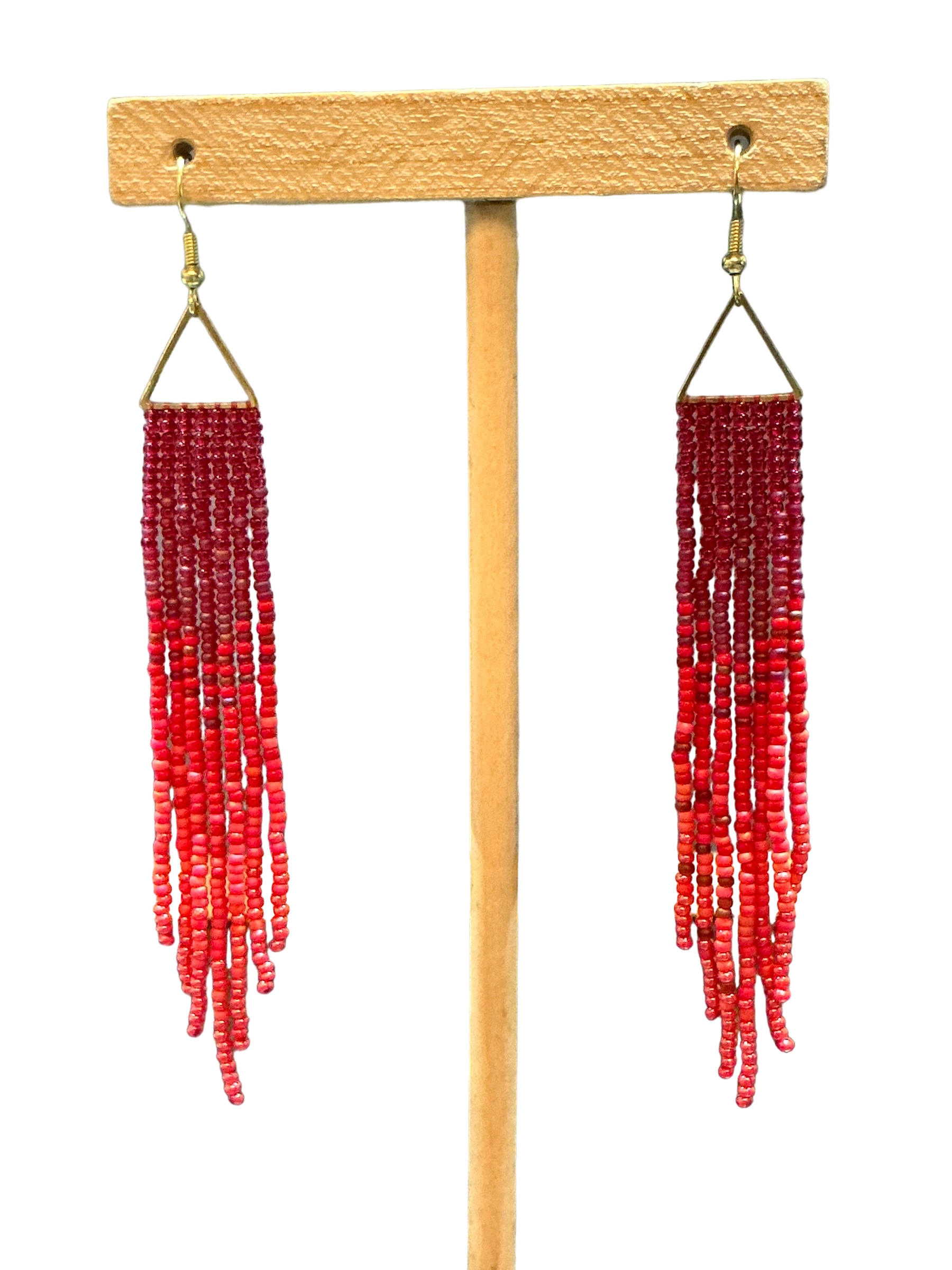 Garnet Mini Triangle Fringe Earrings