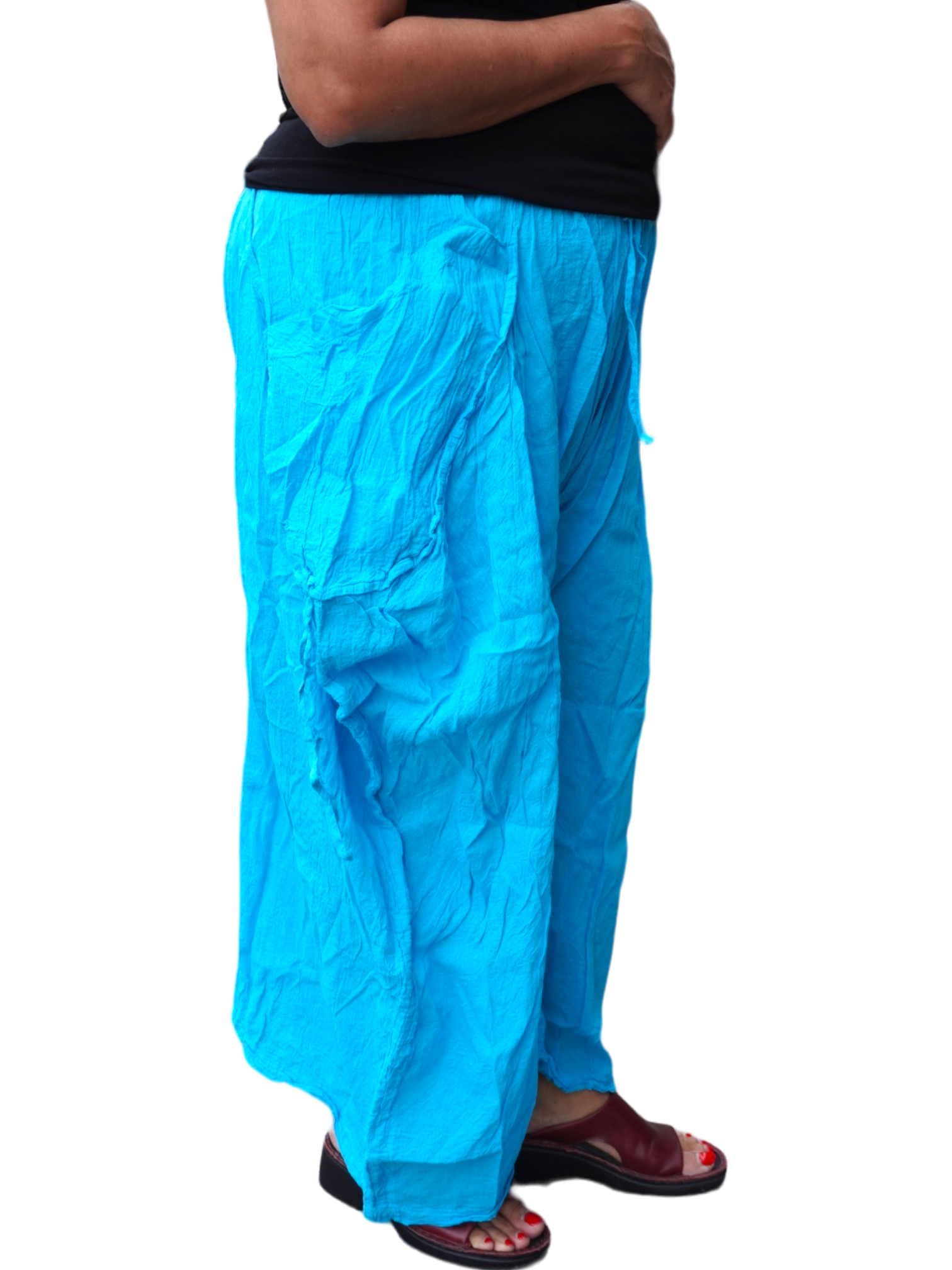 Bright Sky Blue Cotton Voile Tashi Versatile Pants/Skirt