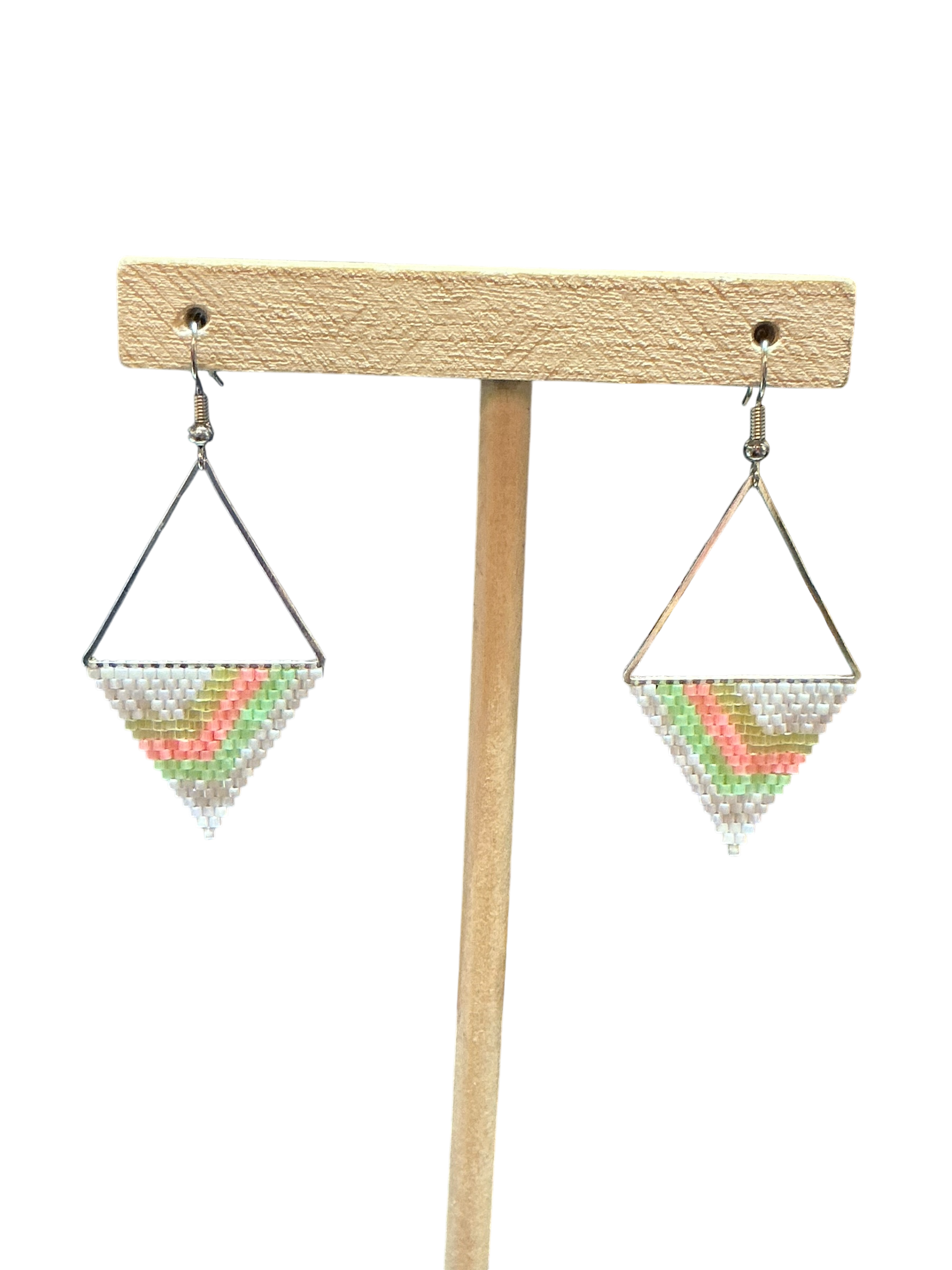 Bright 70's Stripes Triangle Earrings