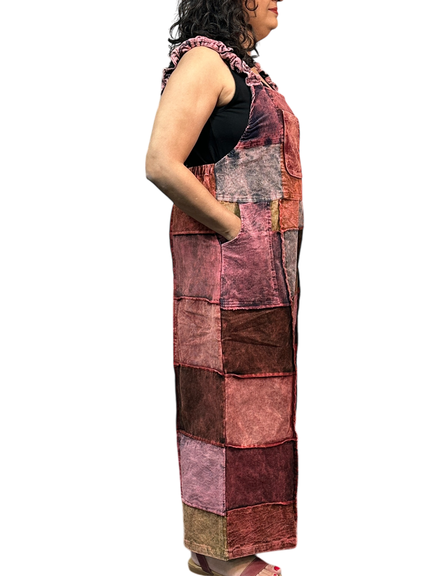 Mostly Pink Corduroy Patchwork Overalls