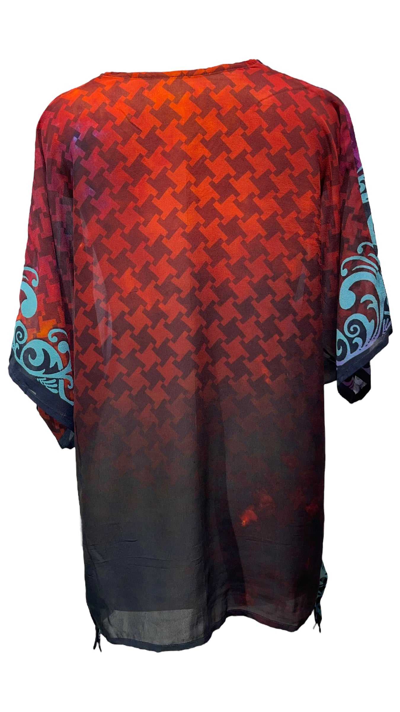 PRG3571 Sheer Avatar Pure Silk Long Tunic with Side Ties