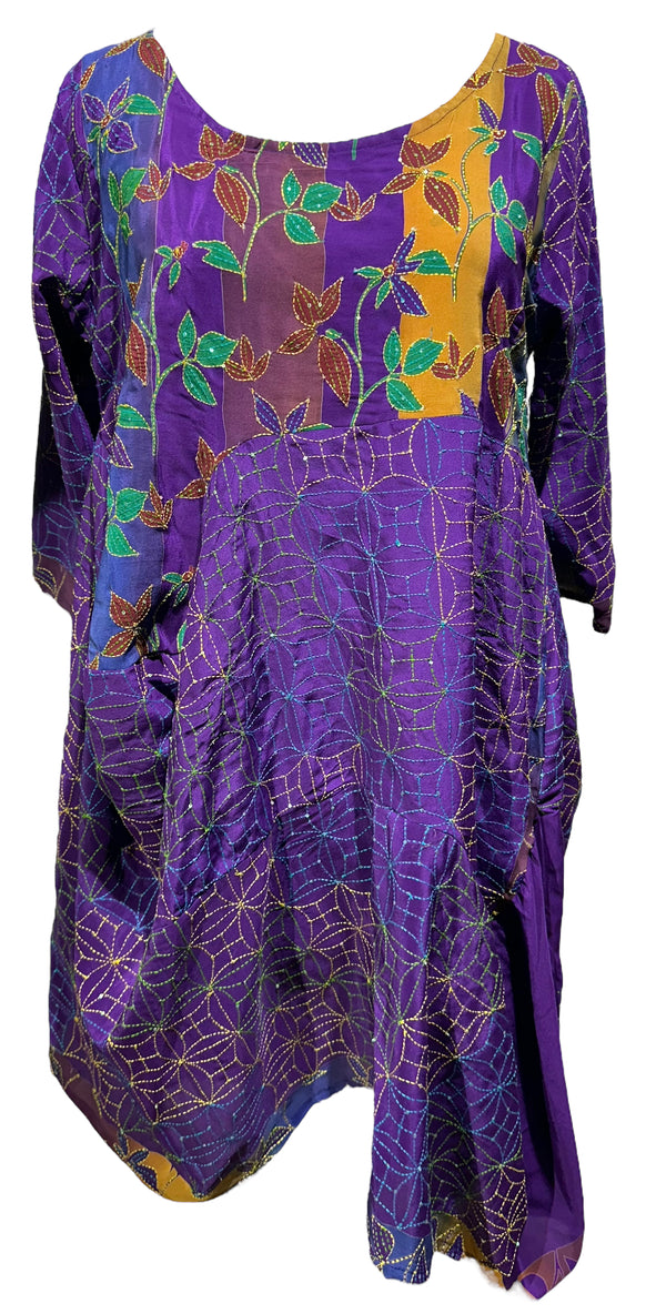 PRC4234 Nirvana Pure Silk Sculptural Long Tunic Dress