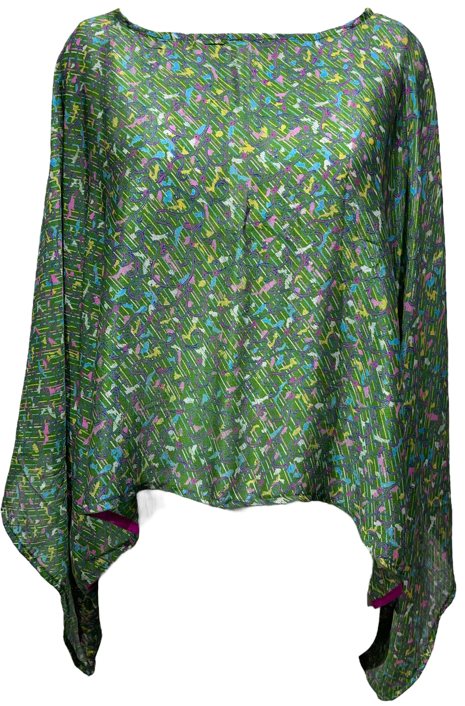 PRC3731 Nirvana Pure Silk Kimono-Sleeved Top