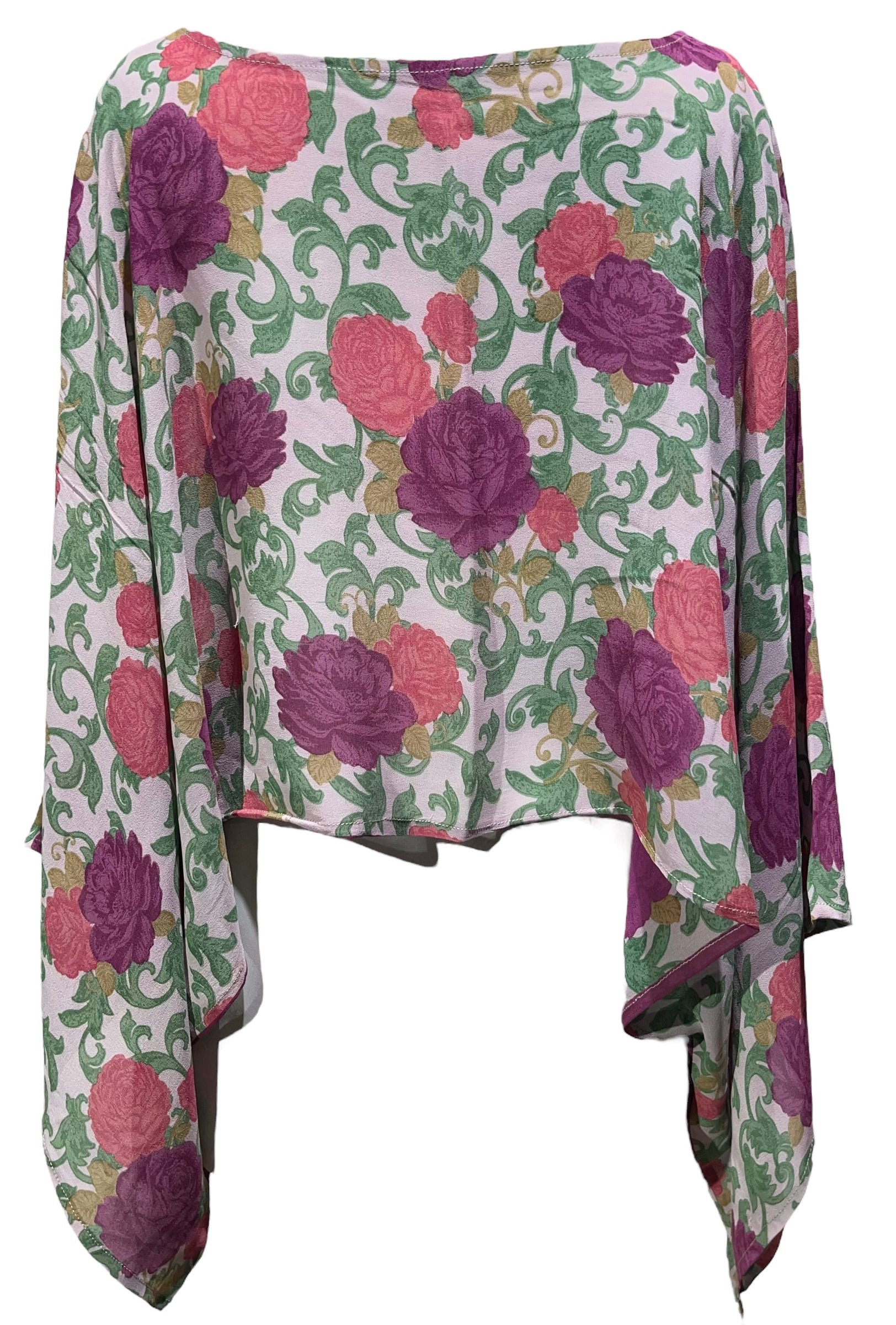 PRG4581  Sheer Avatar Pure Silk Kimono-Sleeved Top