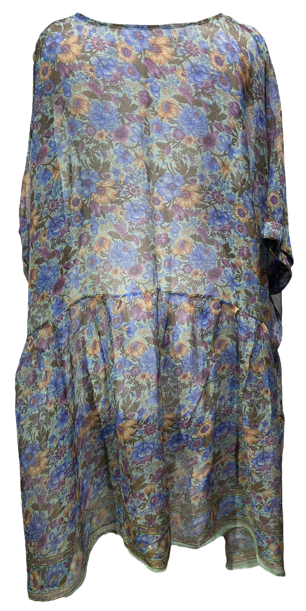 PRCH4554 Avatar Sheer Pure Chiffon Silk Boxy Babydoll Dress