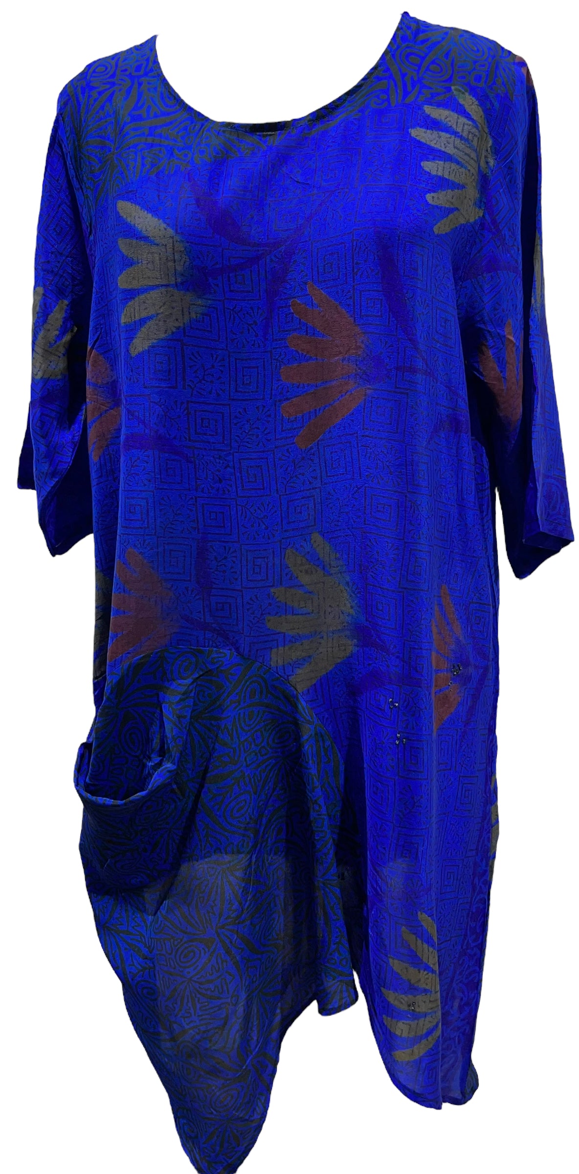 PRC5485 Avatar Pure Silk Self Pocket Tunic Dress