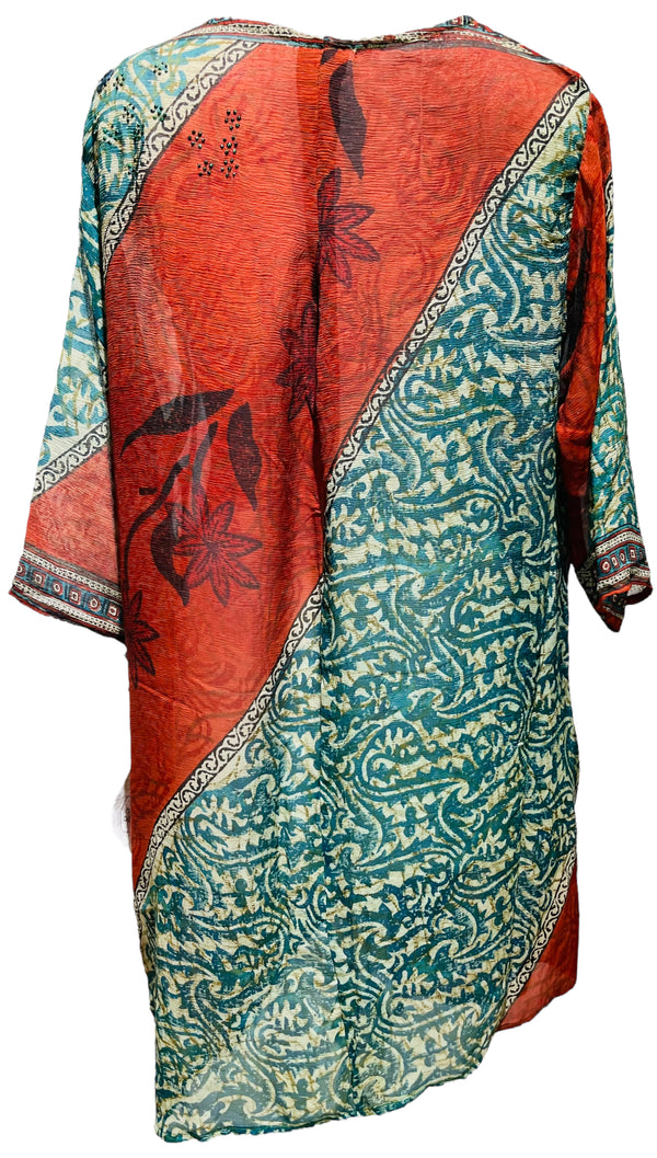 PRG3515 Sheer Avatar Pure Silk Self Pocket Tunic Dress