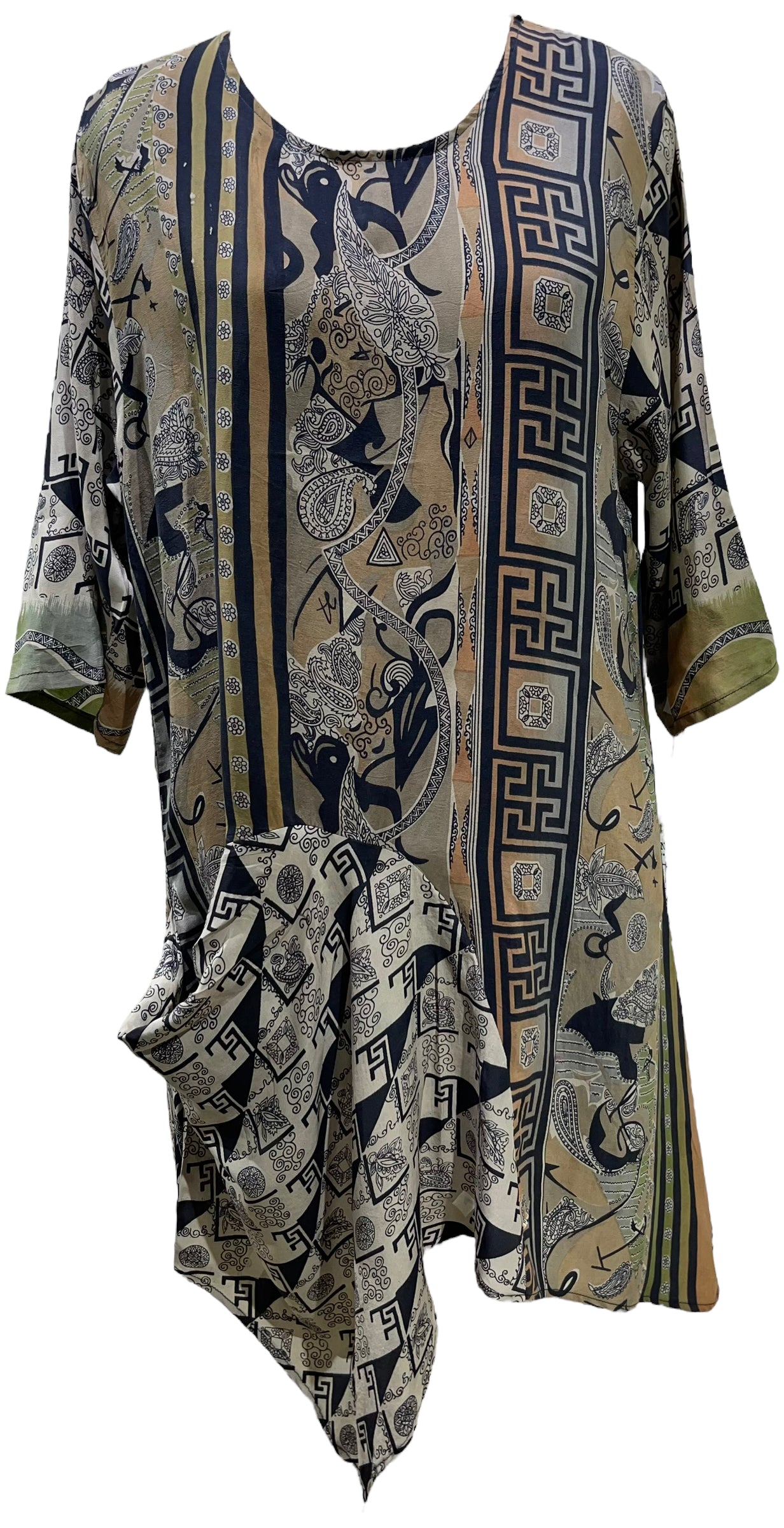 PRC5495 Wabi Sabi Pure Silk Self Pocket Tunic Dress