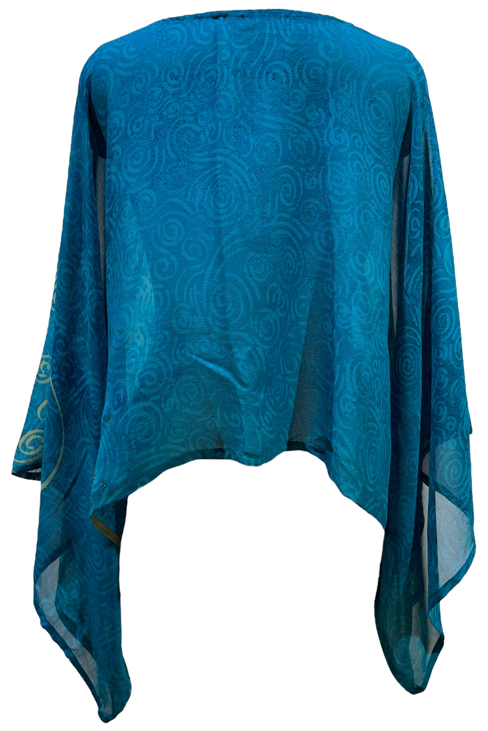 PRG4938  Sheer Avatar Pure Silk Kimono-Sleeved Top